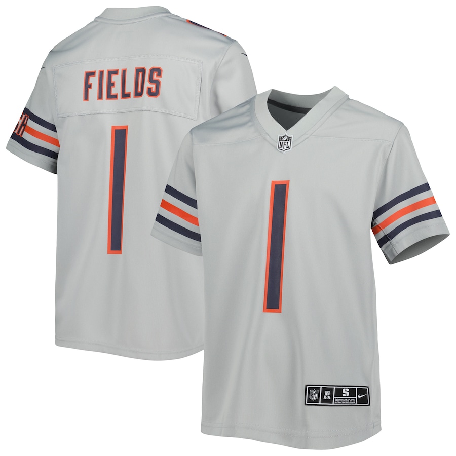 Chicago Bears Justin Fields Nike Gray Inverted Game Jersey