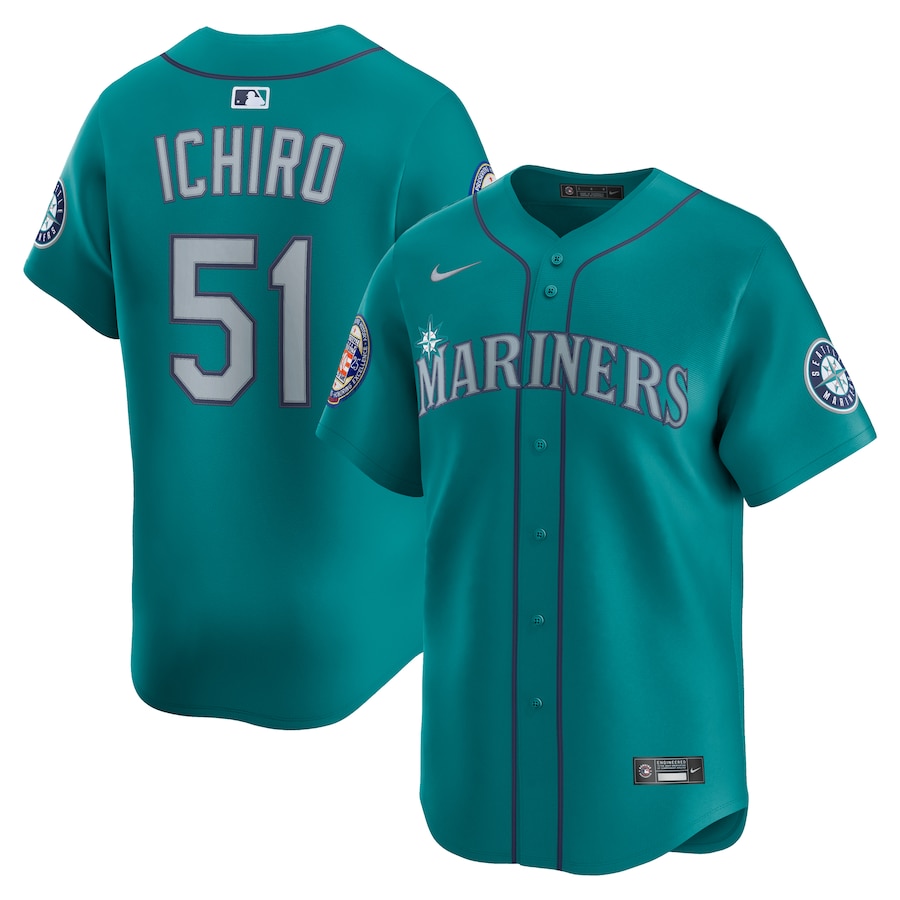 Ichiro Suzuki Seattle Mariners Nike 2025 National Baseball Hall of Fame Nike Alternate Limited Player Jersey – Aqua