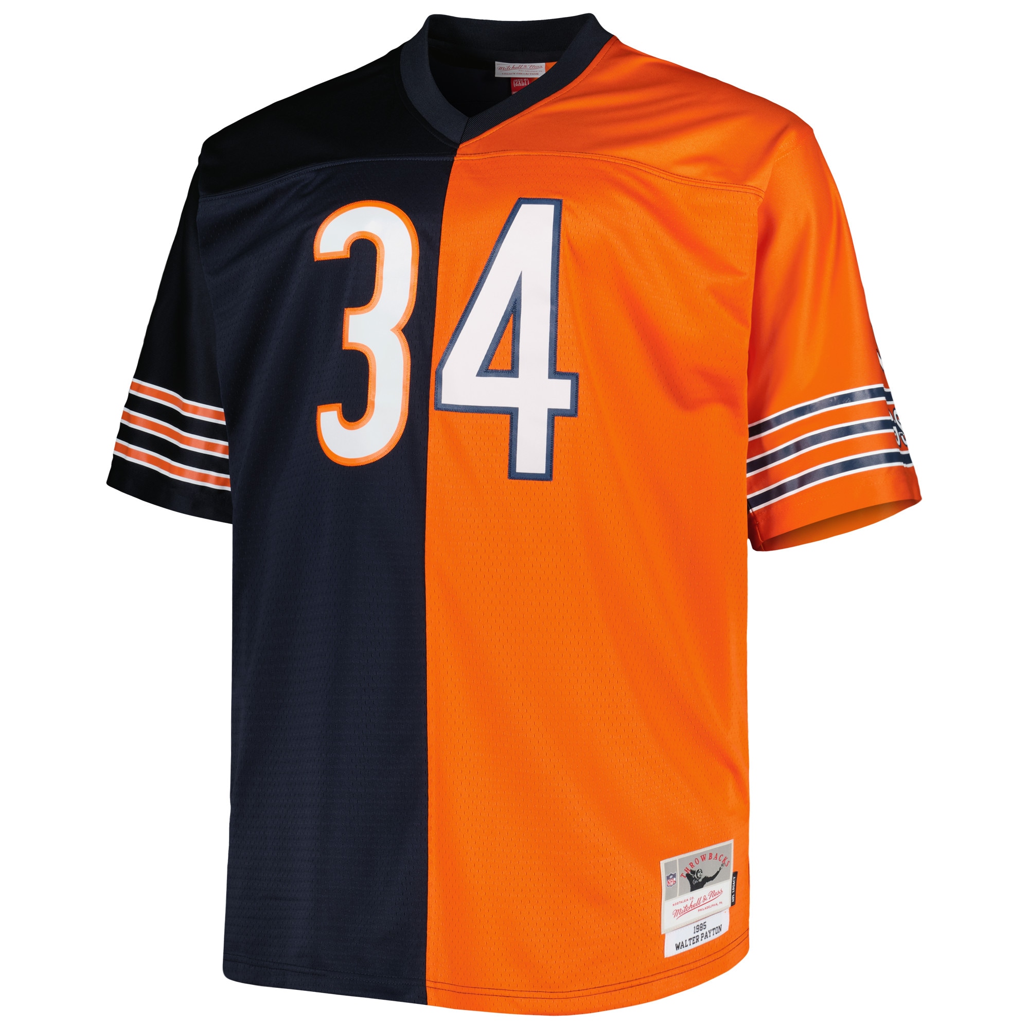 Chicago Bears Walter Payton Mitchell & Ness Navy/Orange Big & Tall Split Legacy Retired Player Replica Jersey