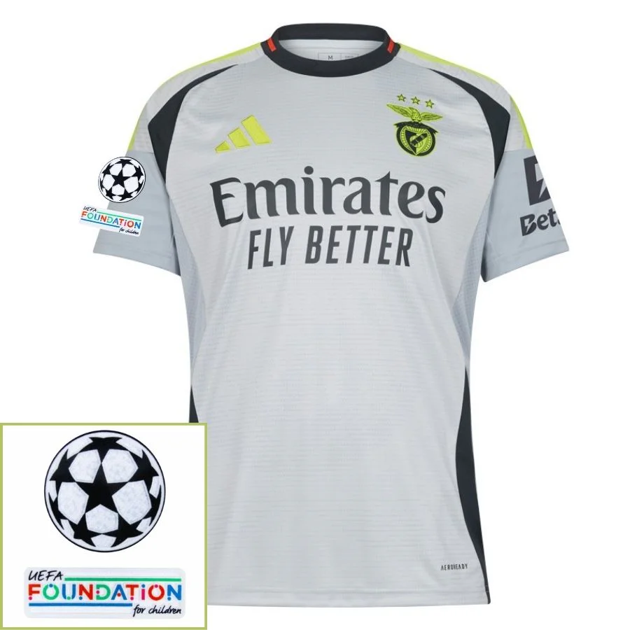 Benfica Third Fan Jersey 2024/25 Patches UCL UEFA Foundation (Official Printing)
