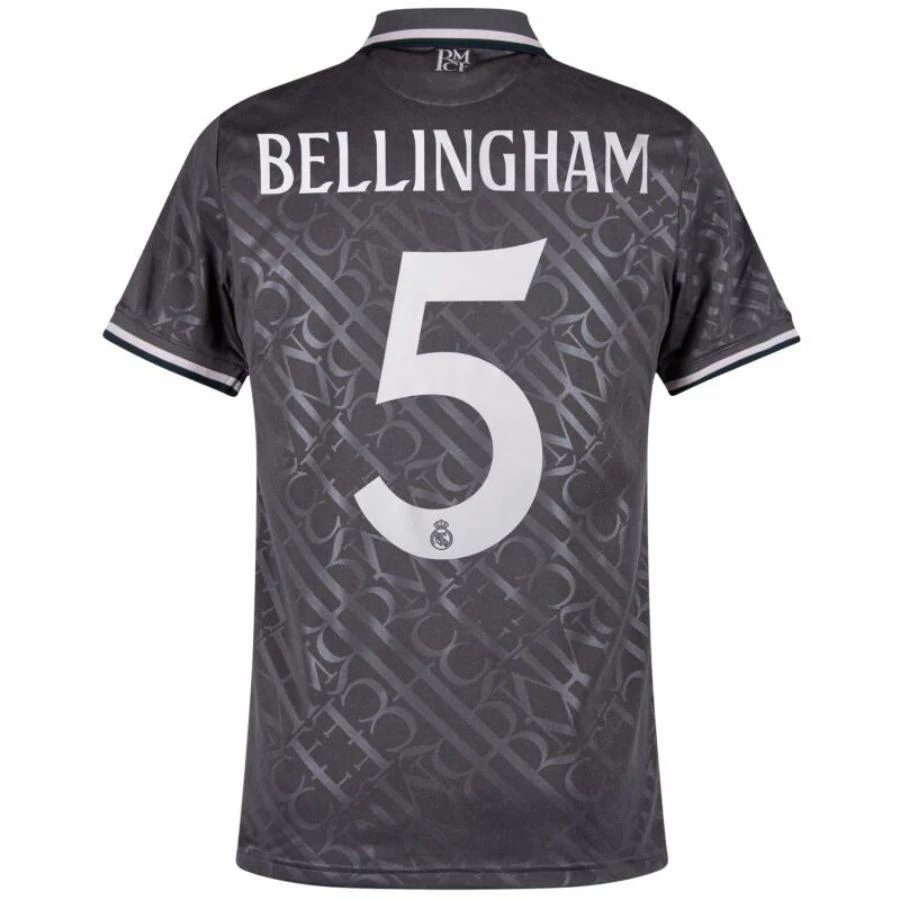 Real Madrid Bellingham 5 Third Fan Jersey 2024/25 Patches UCL UEFA Foundation (Official Printing)