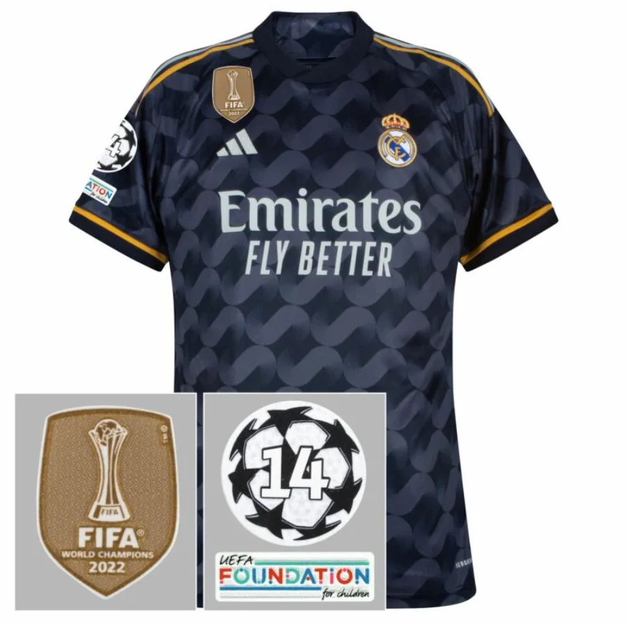 Real Madrid Away Fan Jersey 2023/24 Patch FIFA WCC Patch UCL UEFA Foundation Patches