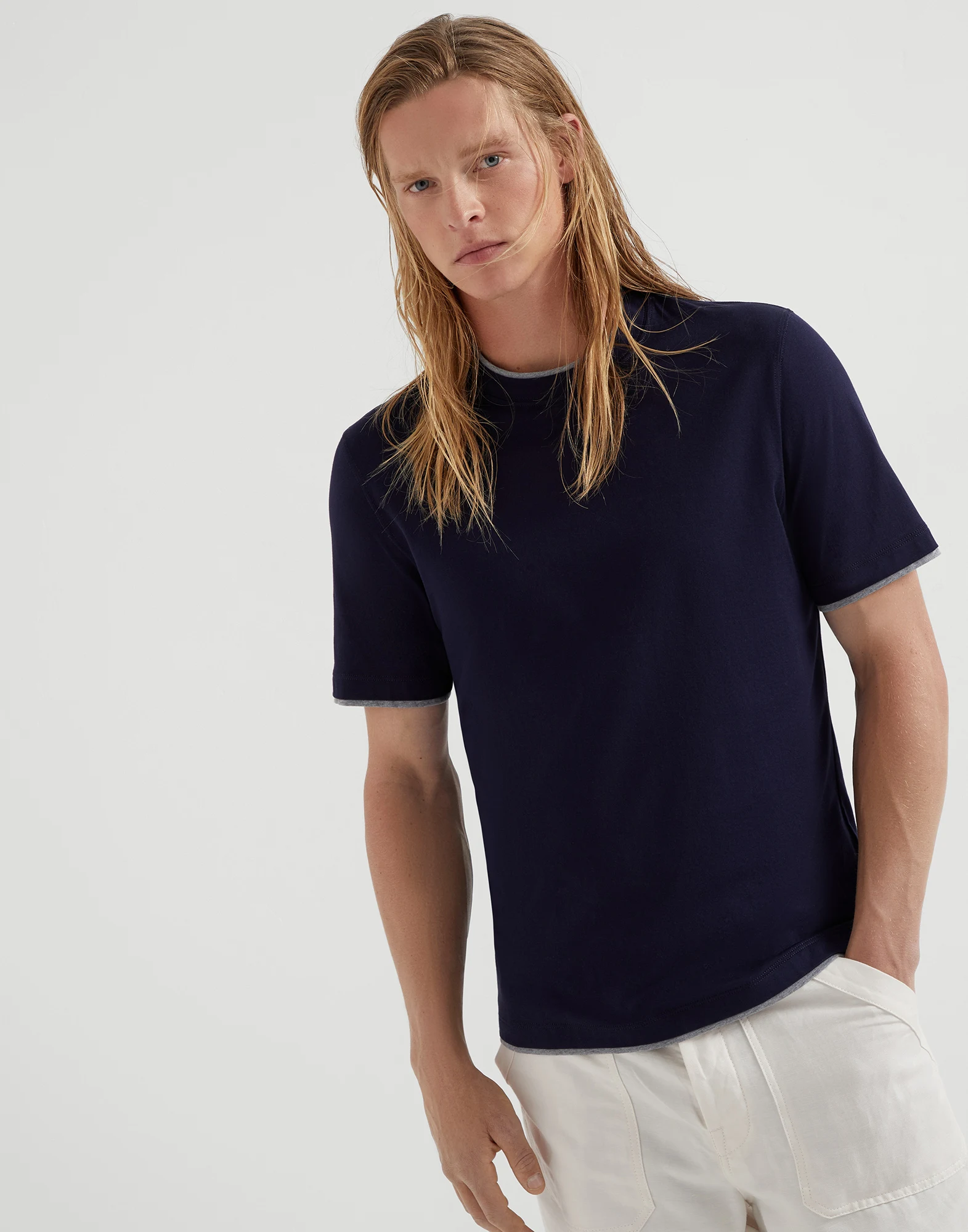 T-shirt with faux-layering