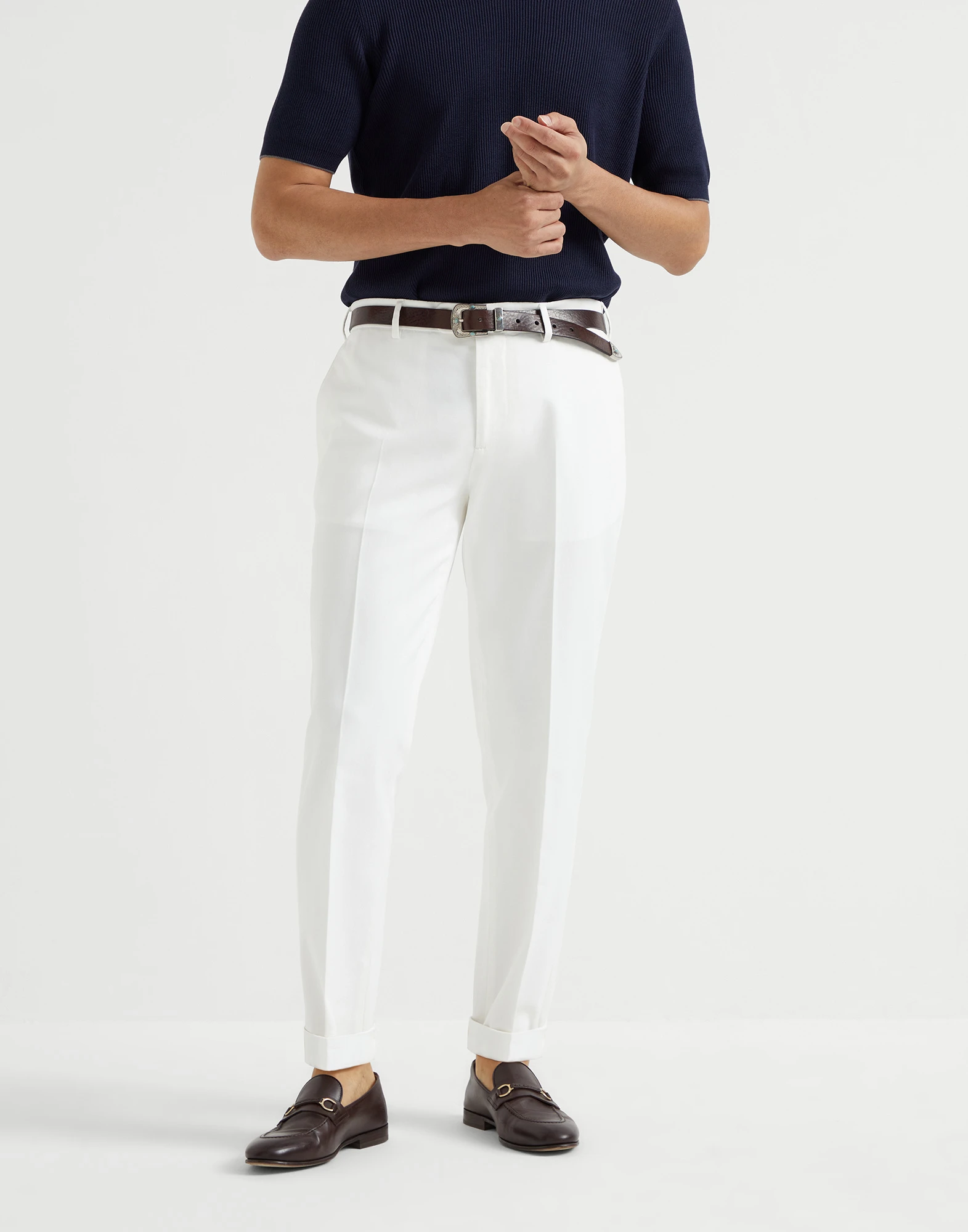 Gabardine garment dyed trousers