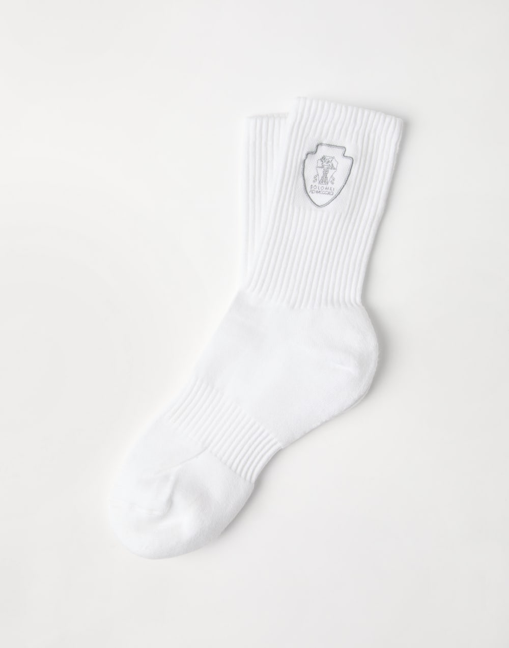 Techno cotton rib knit socks with embroidered logo