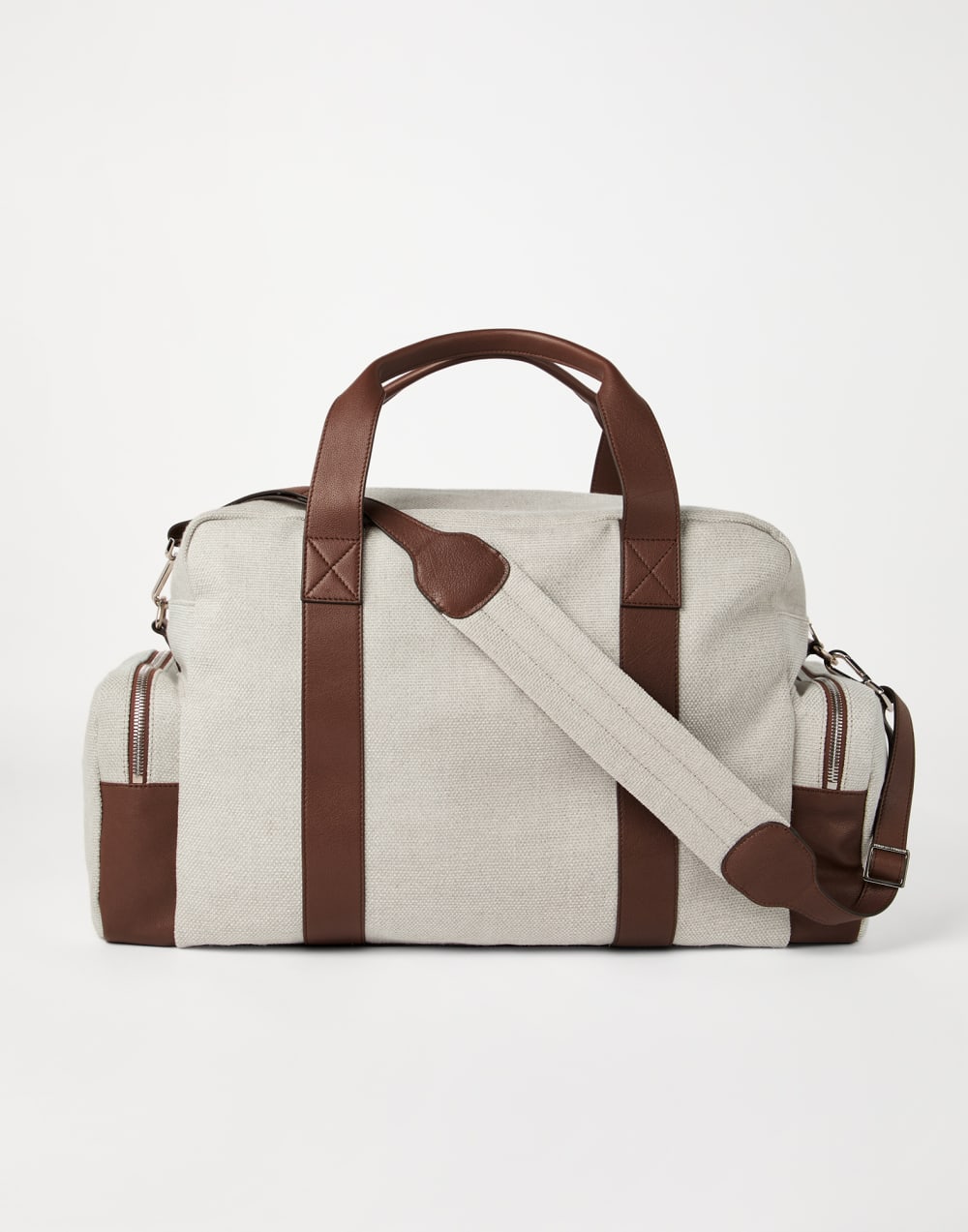 Water-resistant canvas and buffalo leather leisure bag