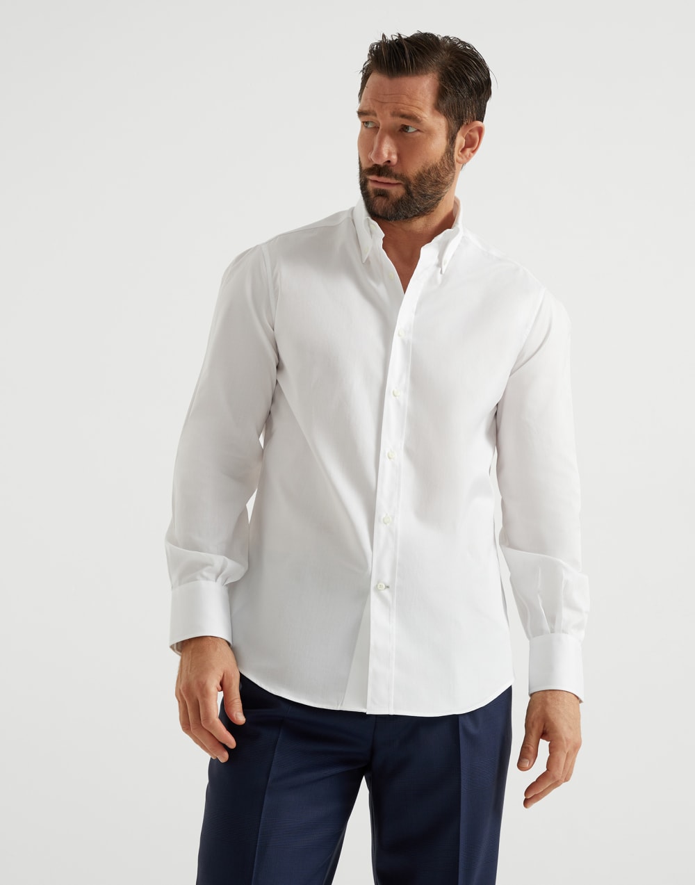 Twill basic fit shirt with button-down collar