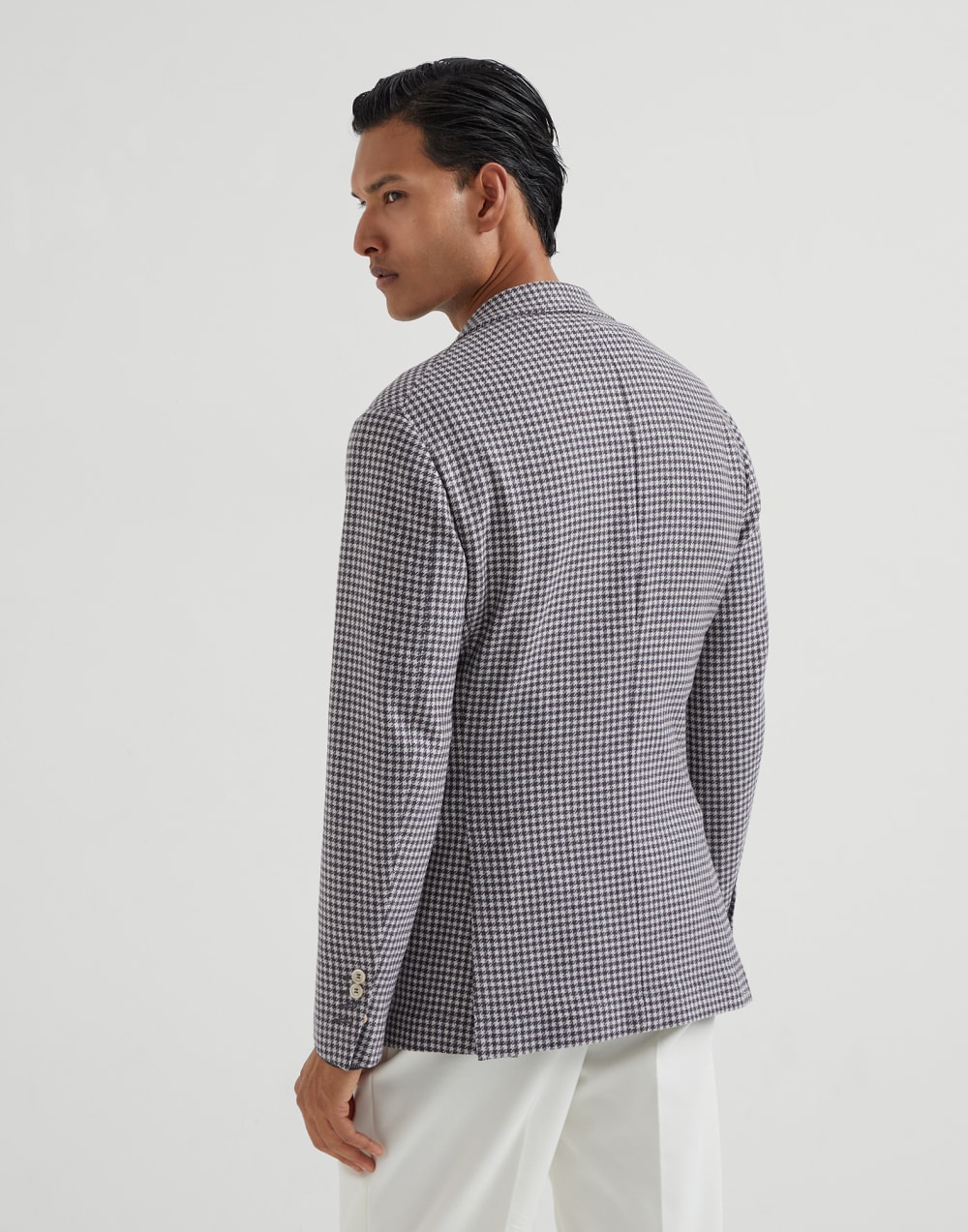 Wool, cashmere and silk houndstooth deconstructed blazer