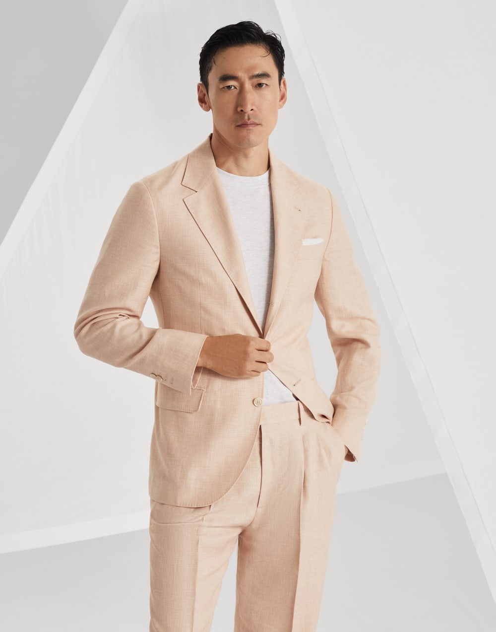 Wool, linen and silk Prince of Wales deconstructed blazer