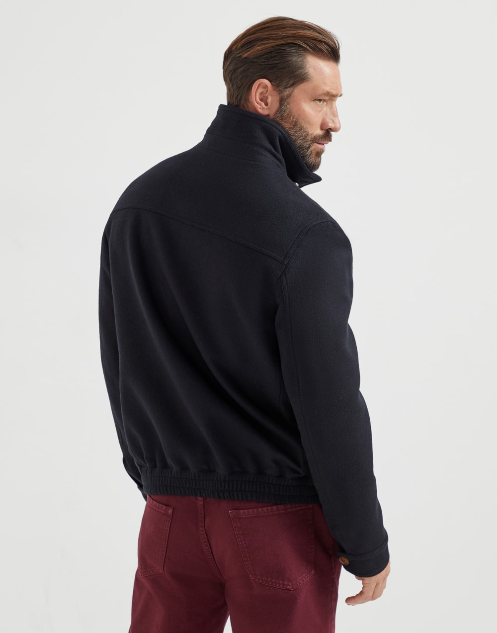 Wool flannel double cloth bomber jacket