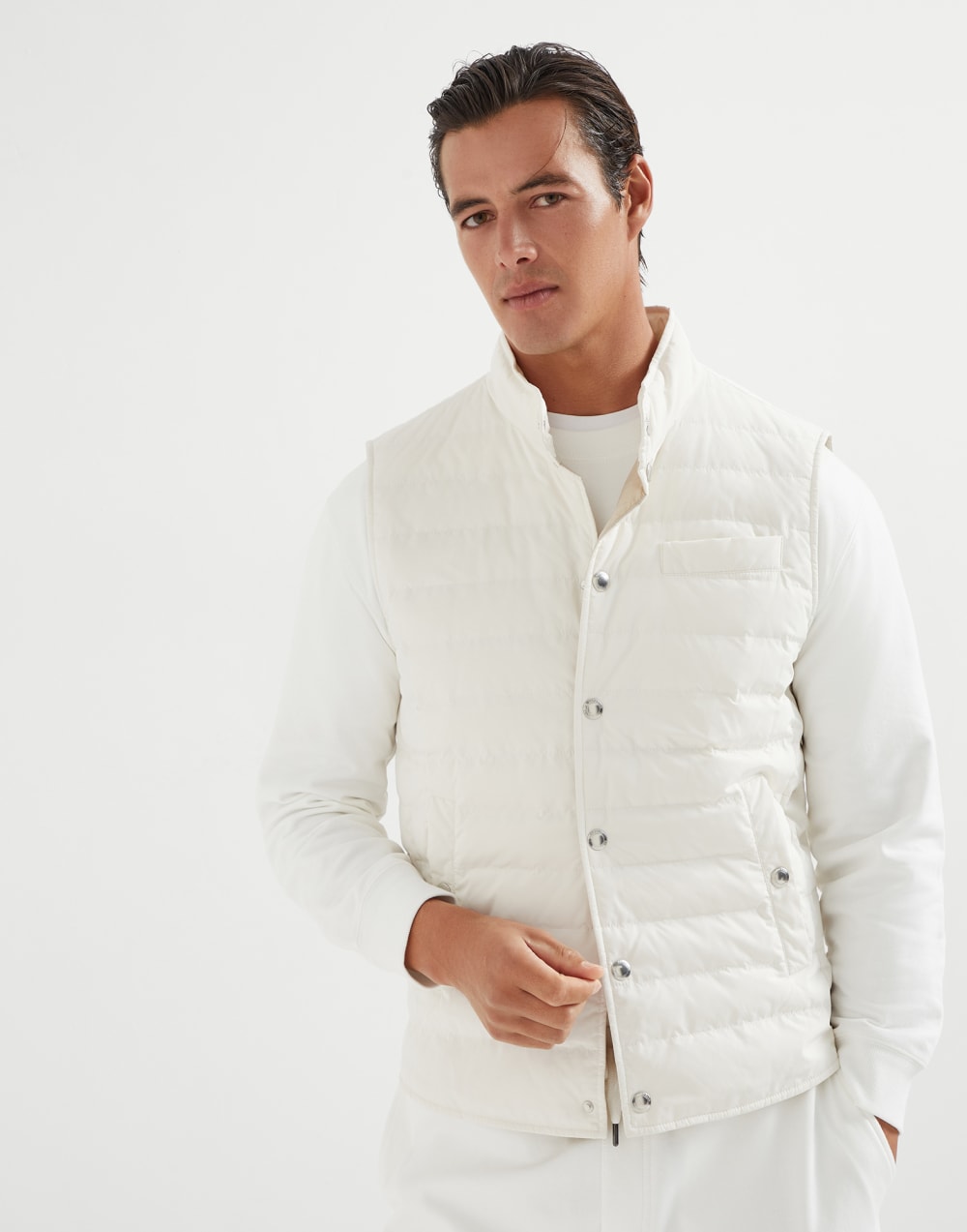 Water-resistant microfiber lightweight down vest
