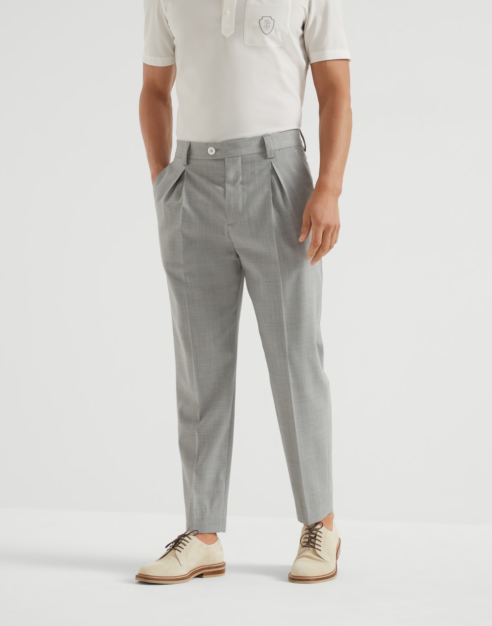 Virgin wool dynamic fresco trousers with tee holder
