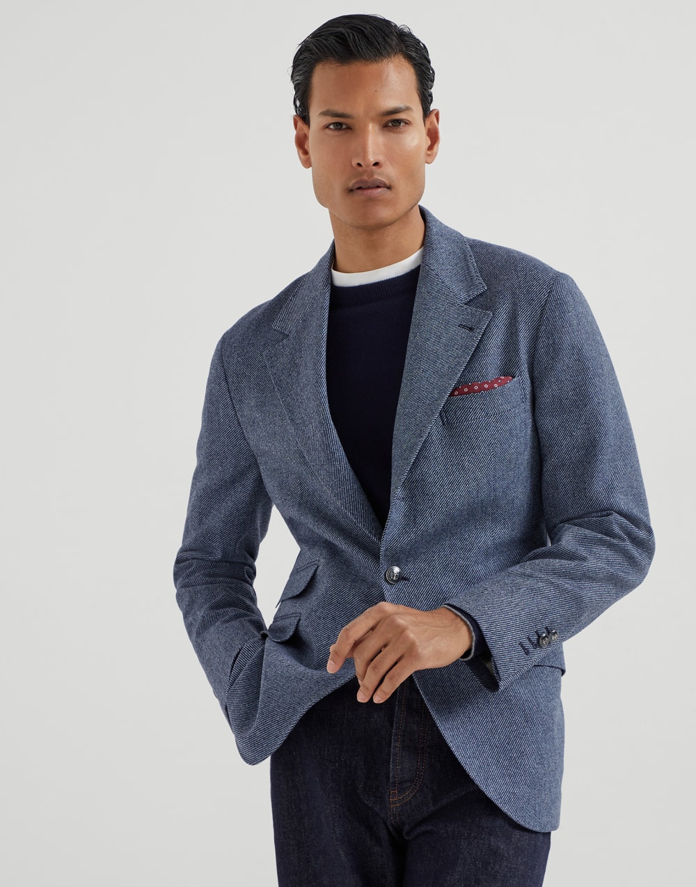 Wool, cashmere and silk cavalry deconstructed Cavallo blazer with metal buttons