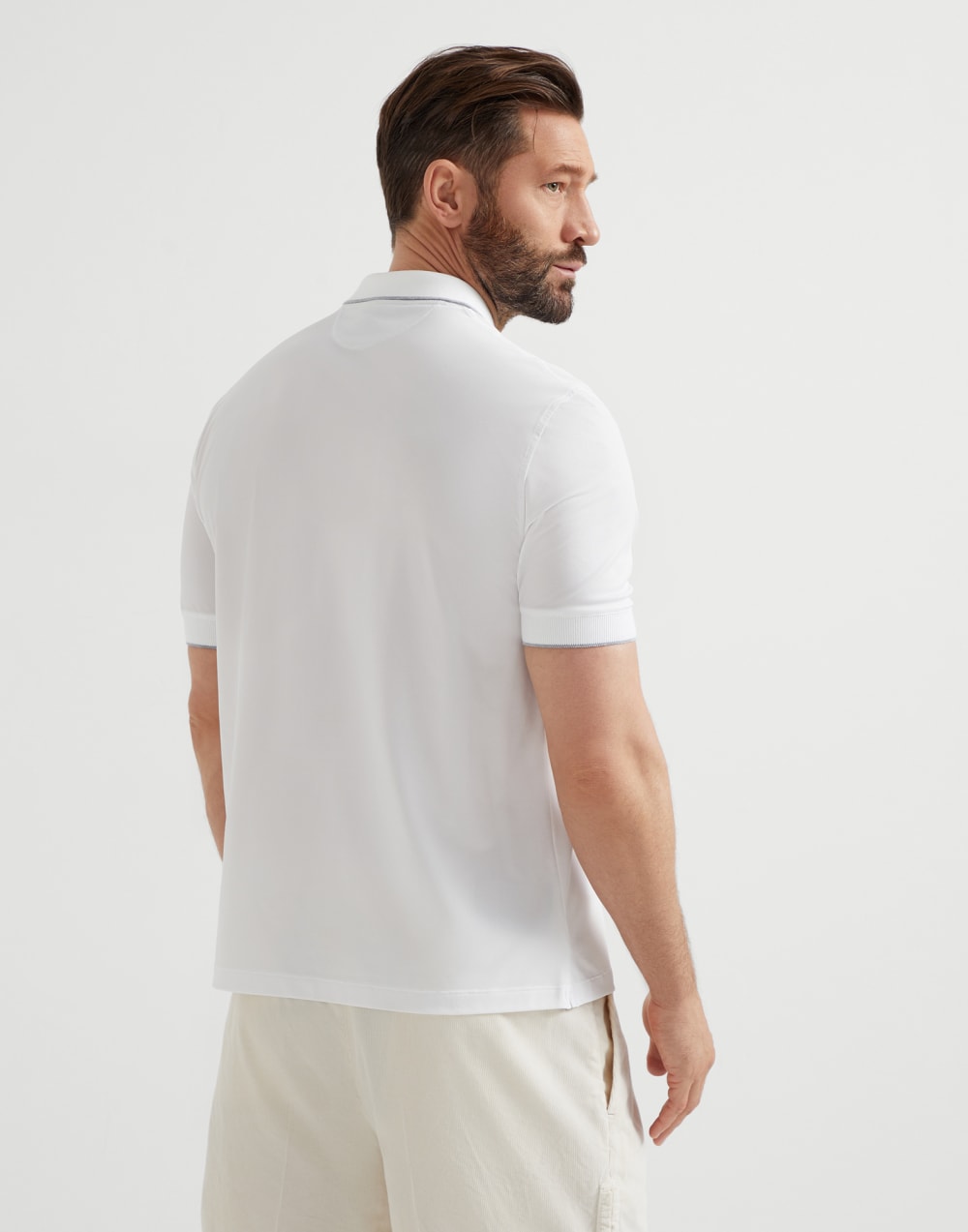 Techno piqué polo shirt with half zip