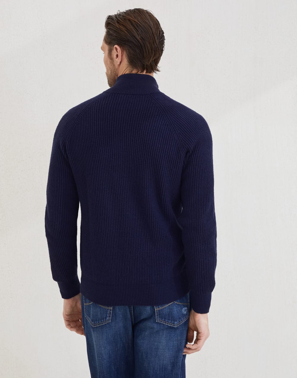 Malfilé cotton English rib cardigan with raglan sleeves and zipper