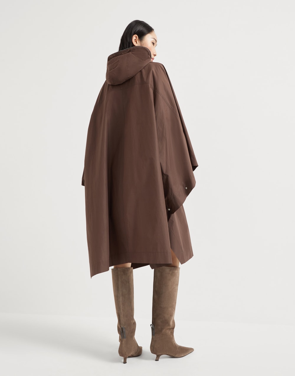 Techno cotton water-resistant taffeta parka with shiny trim