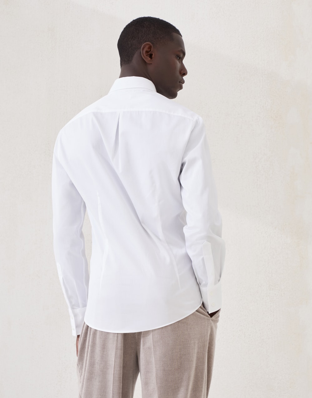 Twill slim fit shirt with button-down collar