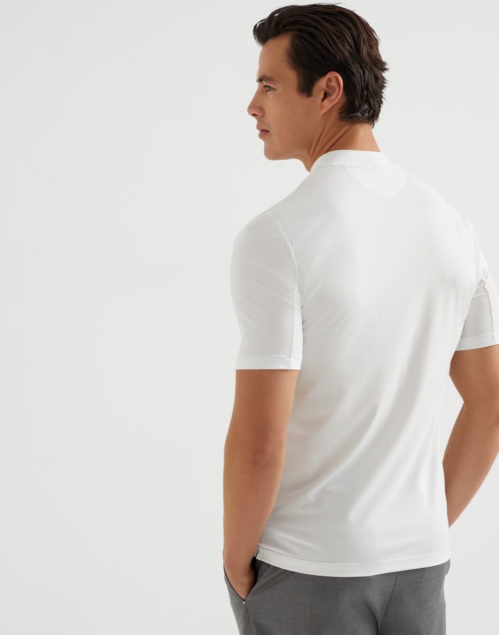 Techno piqué mock neck T-shirt with logo