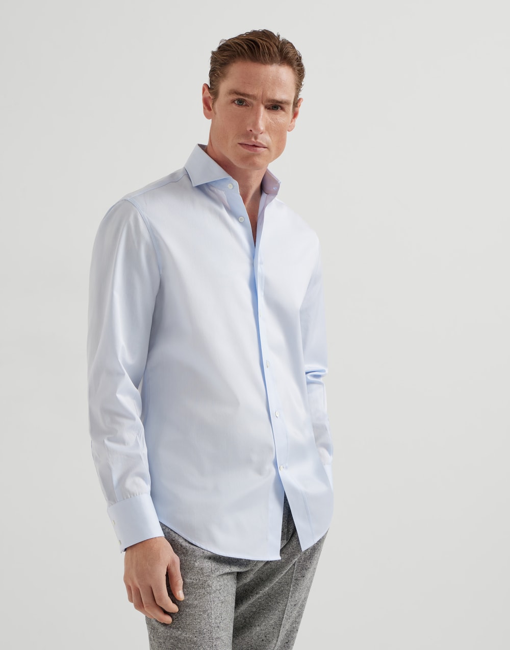 Twill basic fit shirt with spread collar
