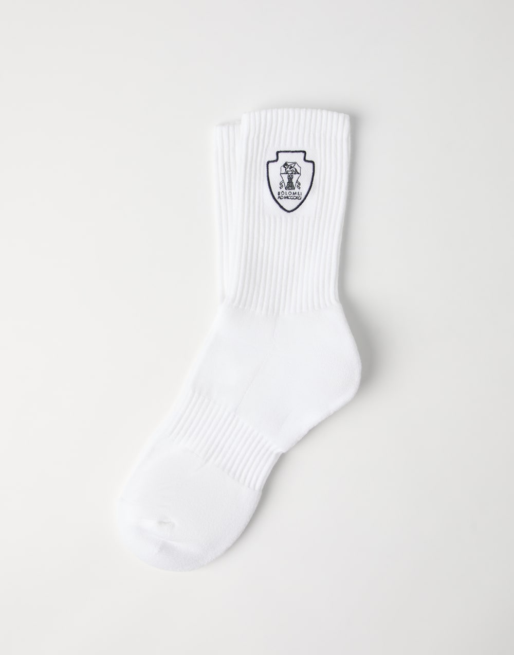 Techno cotton rib knit socks with embroidered logo