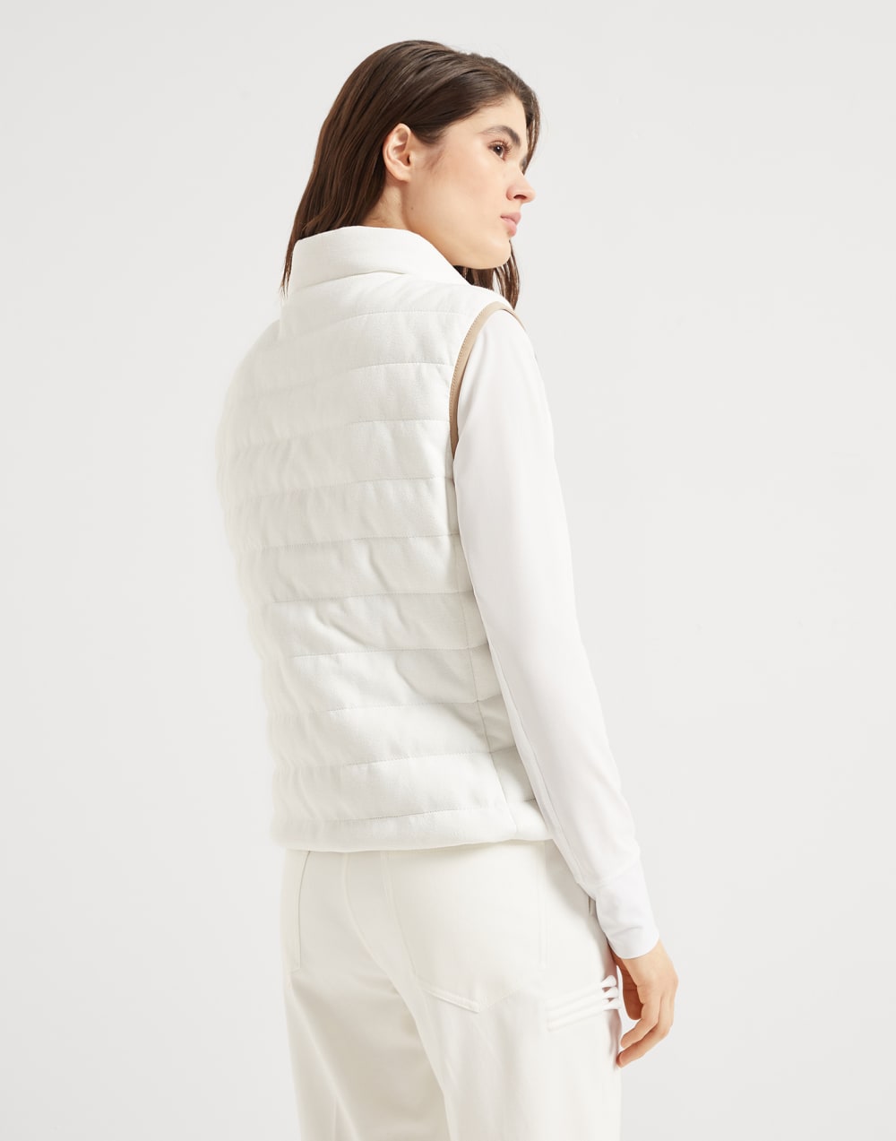 Techno cotton piqué down vest with logo