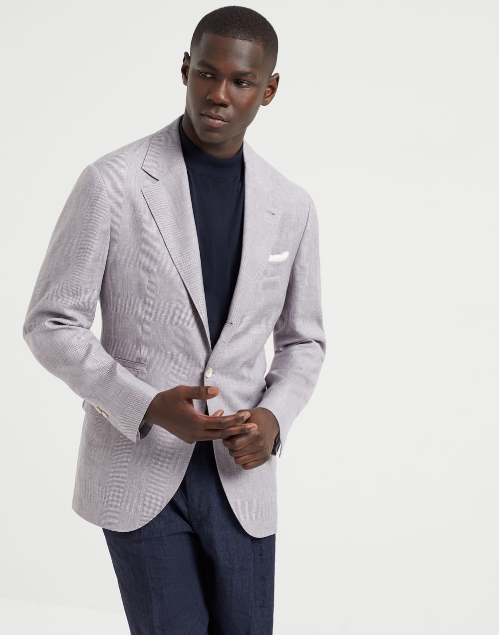 Wool, linen and silk Prince of Wales deconstructed blazer