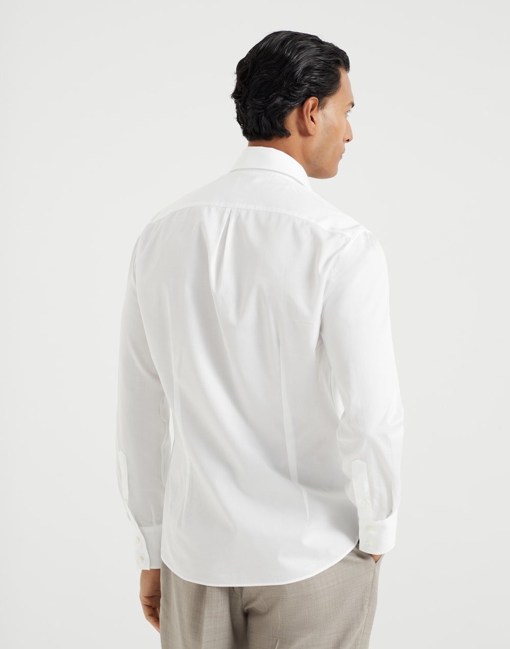 Twill slim fit shirt with spread collar