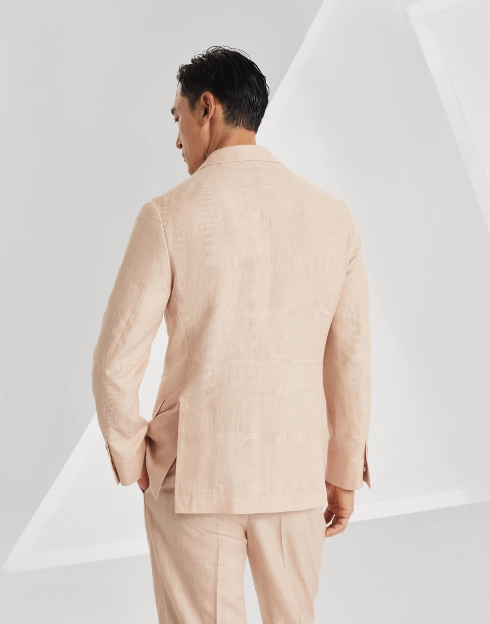 Wool, linen and silk Prince of Wales deconstructed blazer