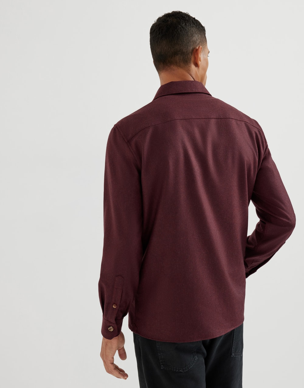 Virgin wool flannel overshirt with chest pockets