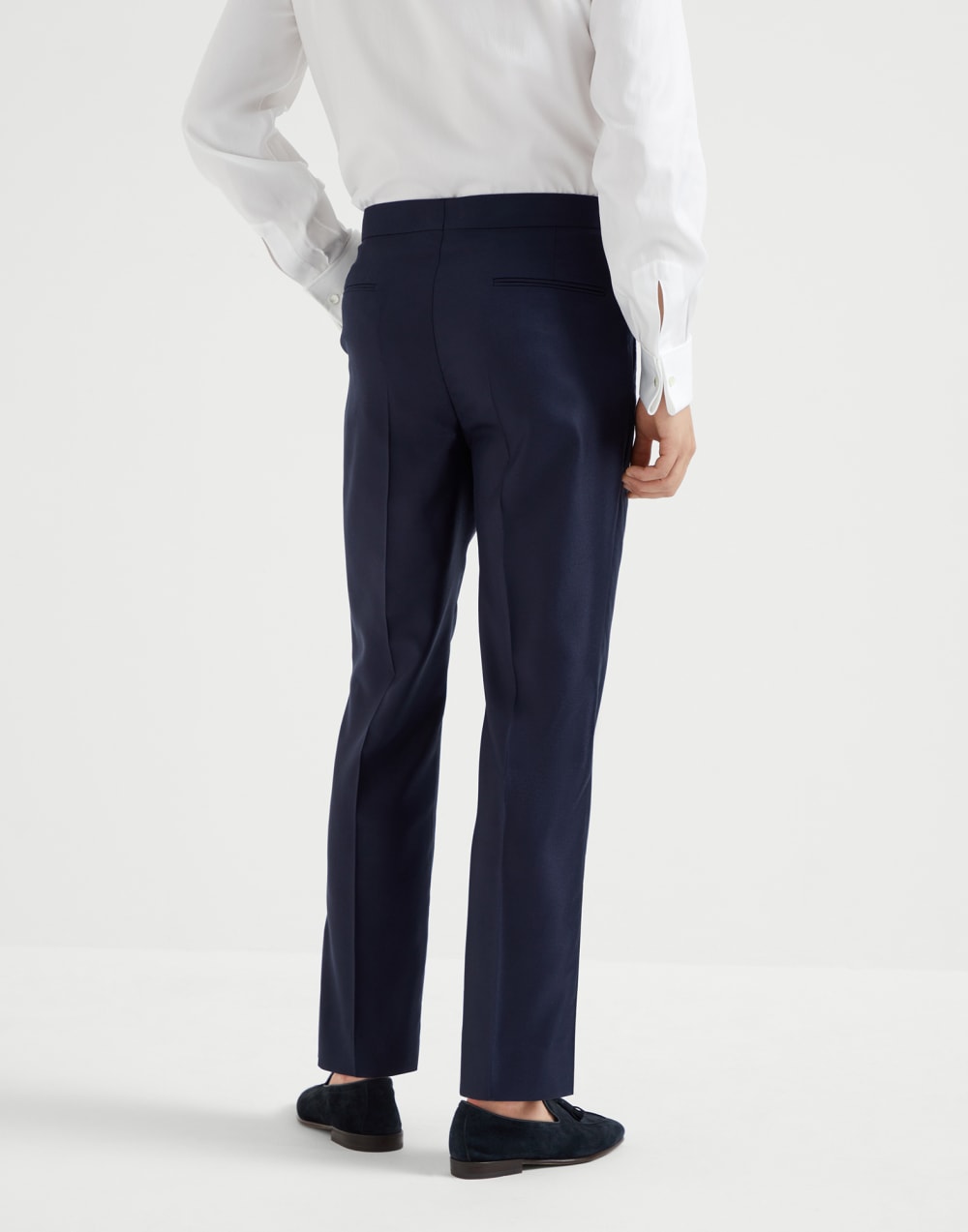Silk diagonal tuxedo trousers with pleat