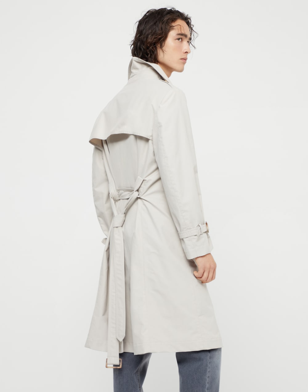 Water-resistant techno cotton gabardine trench