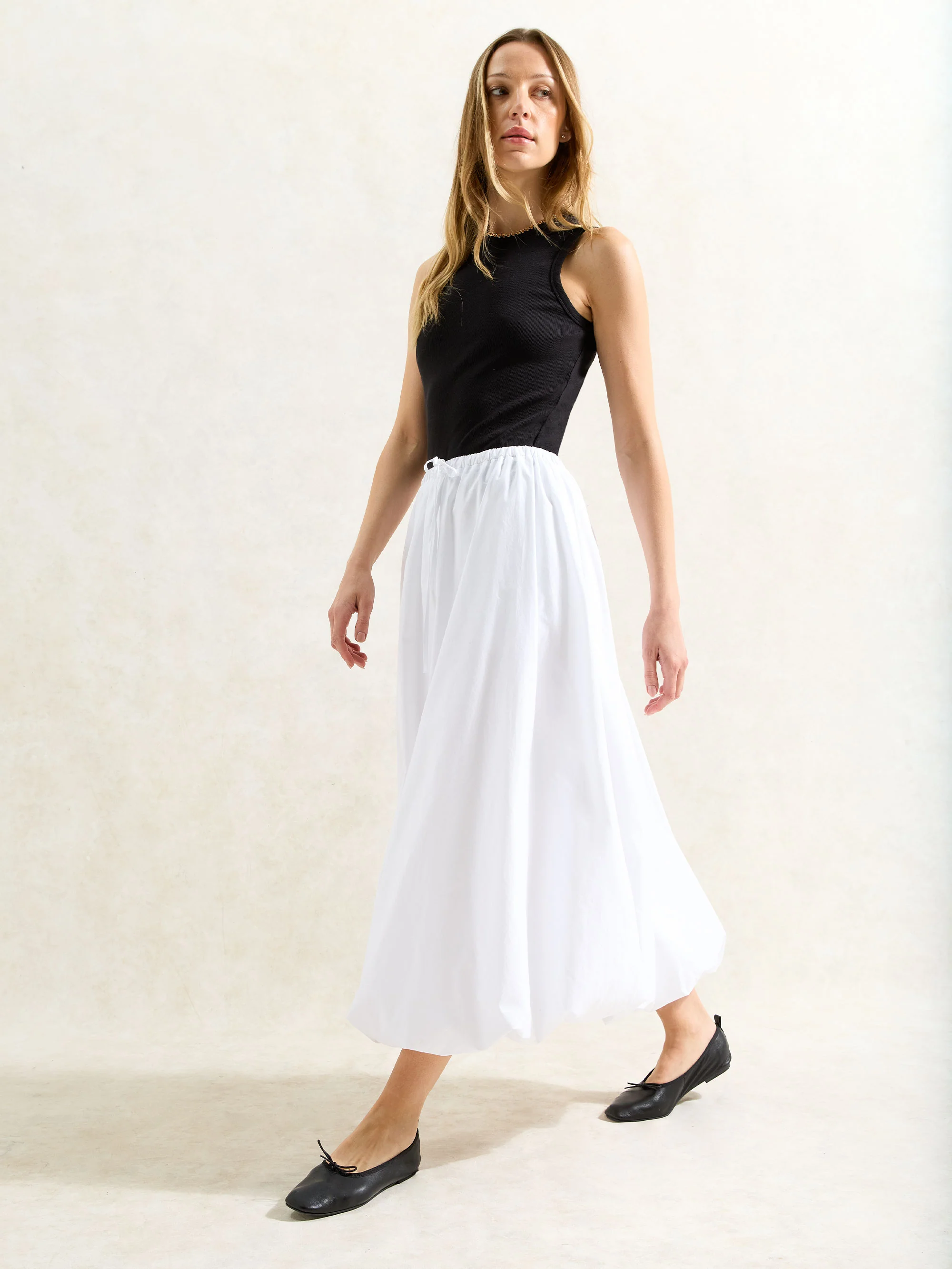 White Pure Cotton Puffball Skirt
