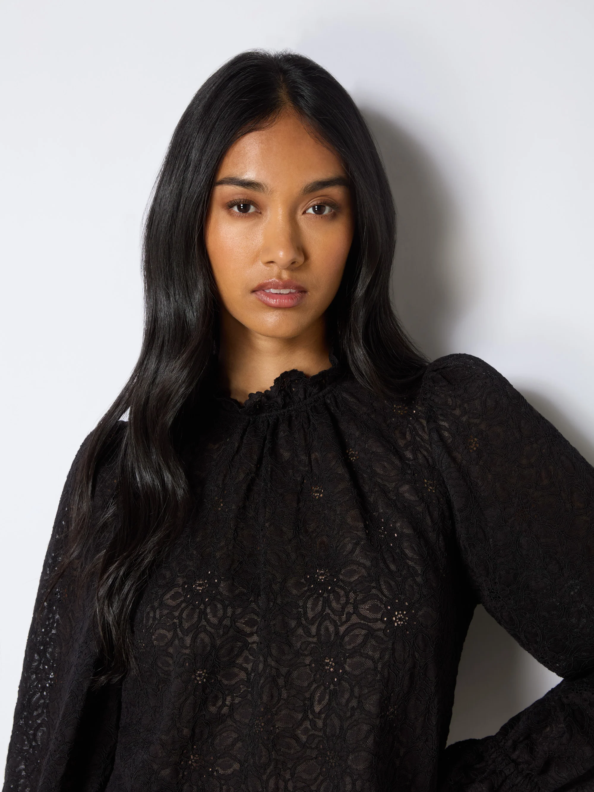 Black Lace Scallop Top