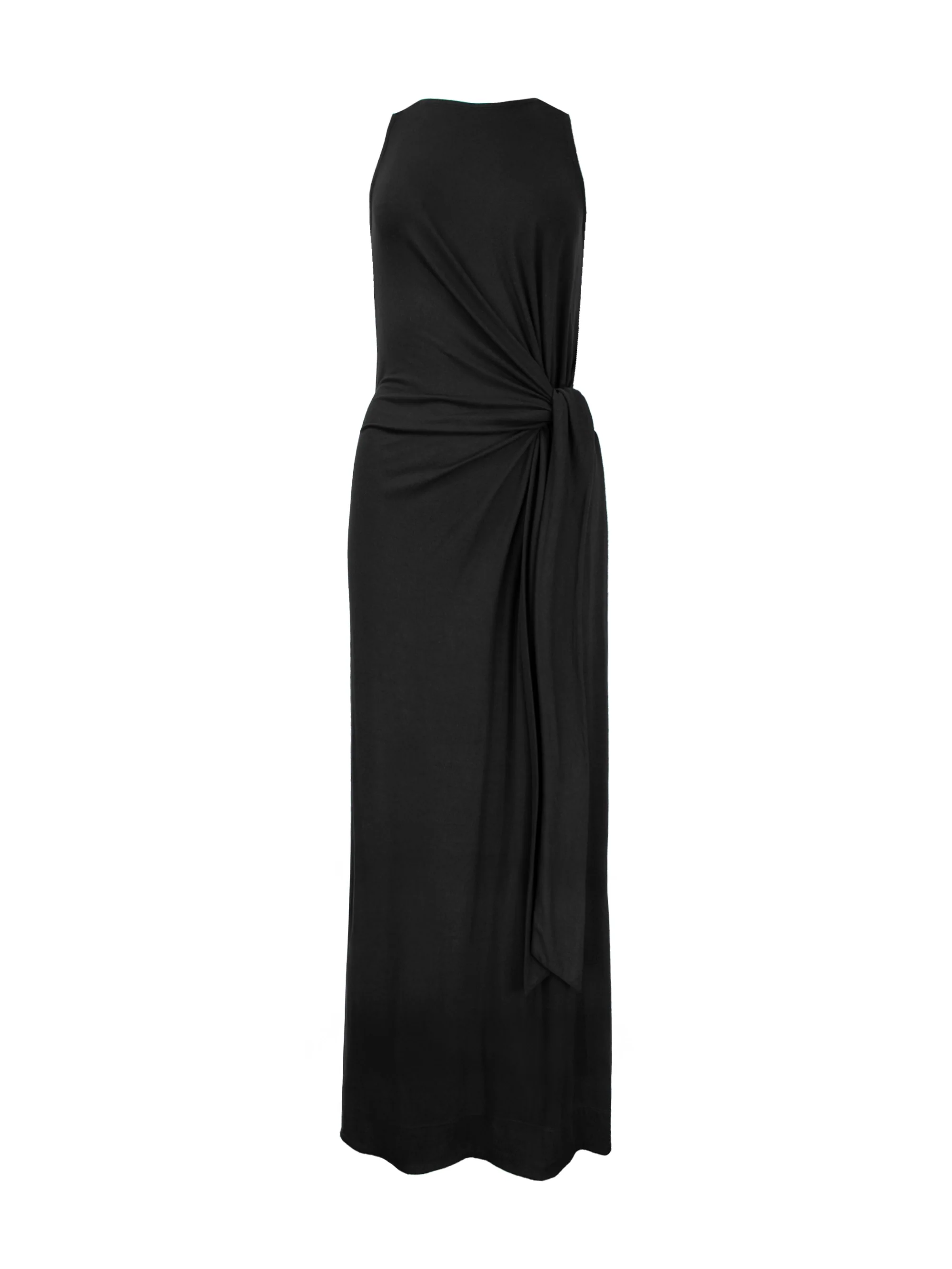 Black Wrap-Detail Jersey Dress
