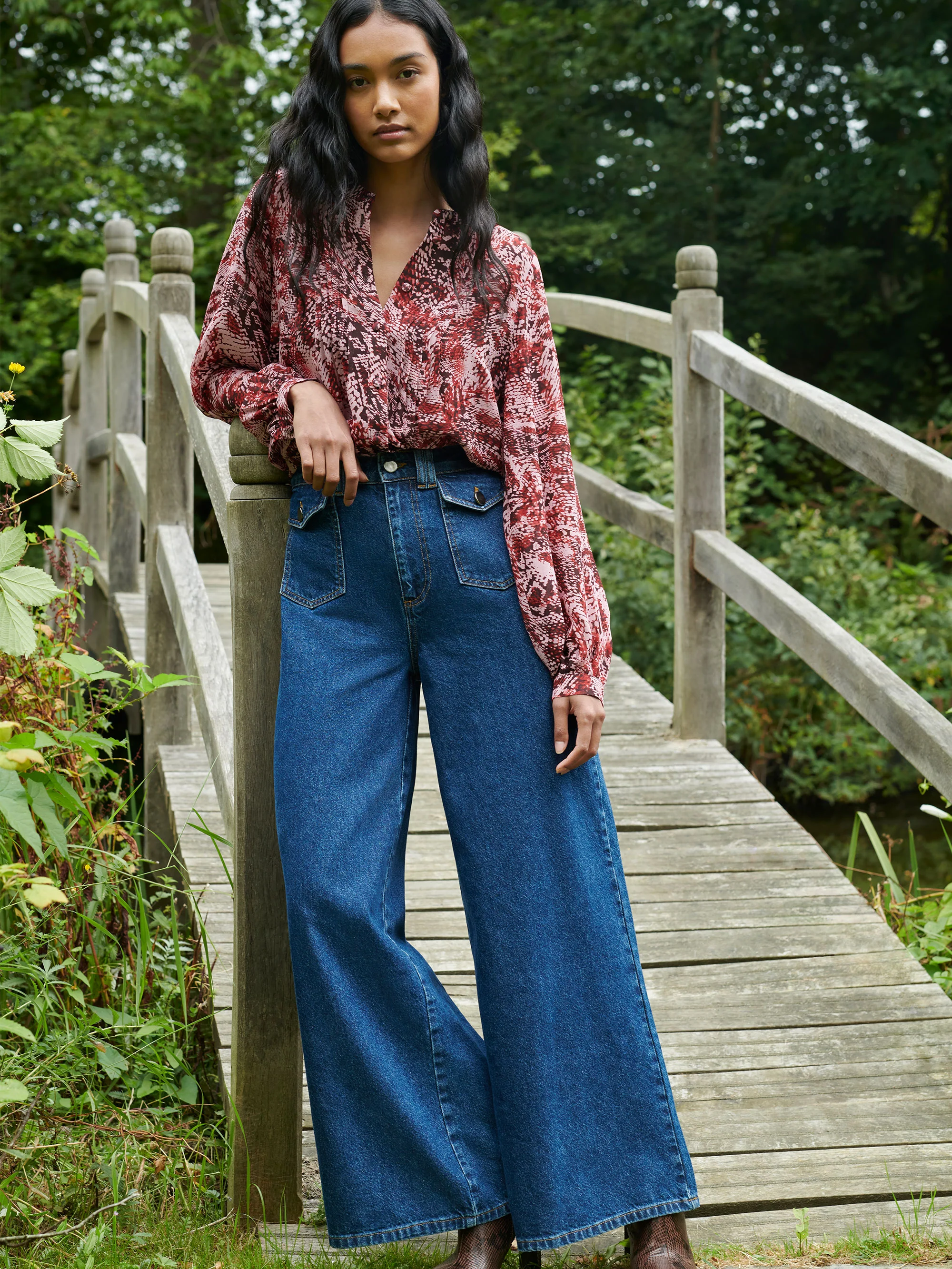 Pink Animal Print Pintuck Blouse