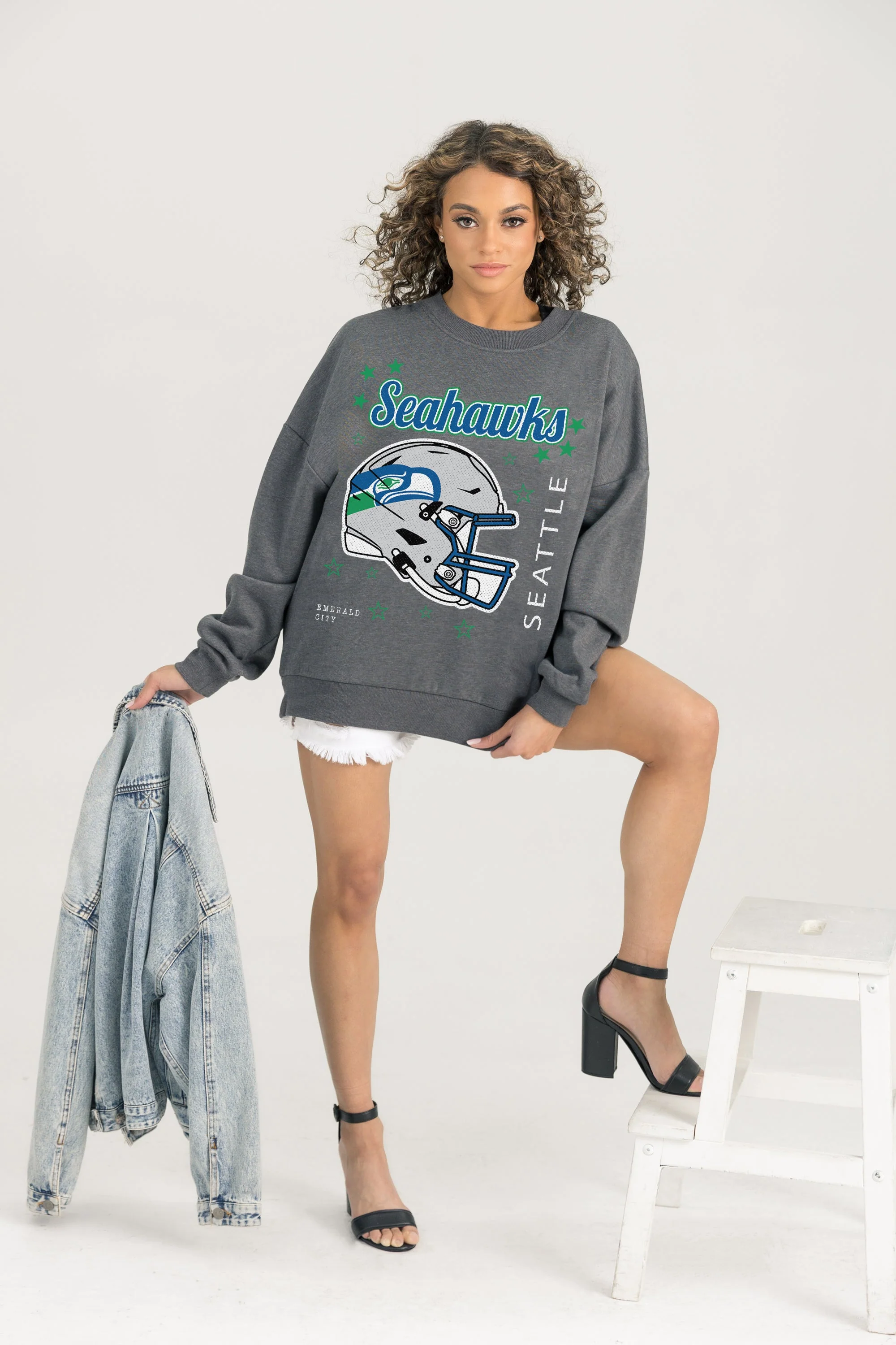 SEATTLE SEAHAWKS Ready To Rumble Fleece Crewneck Pullover