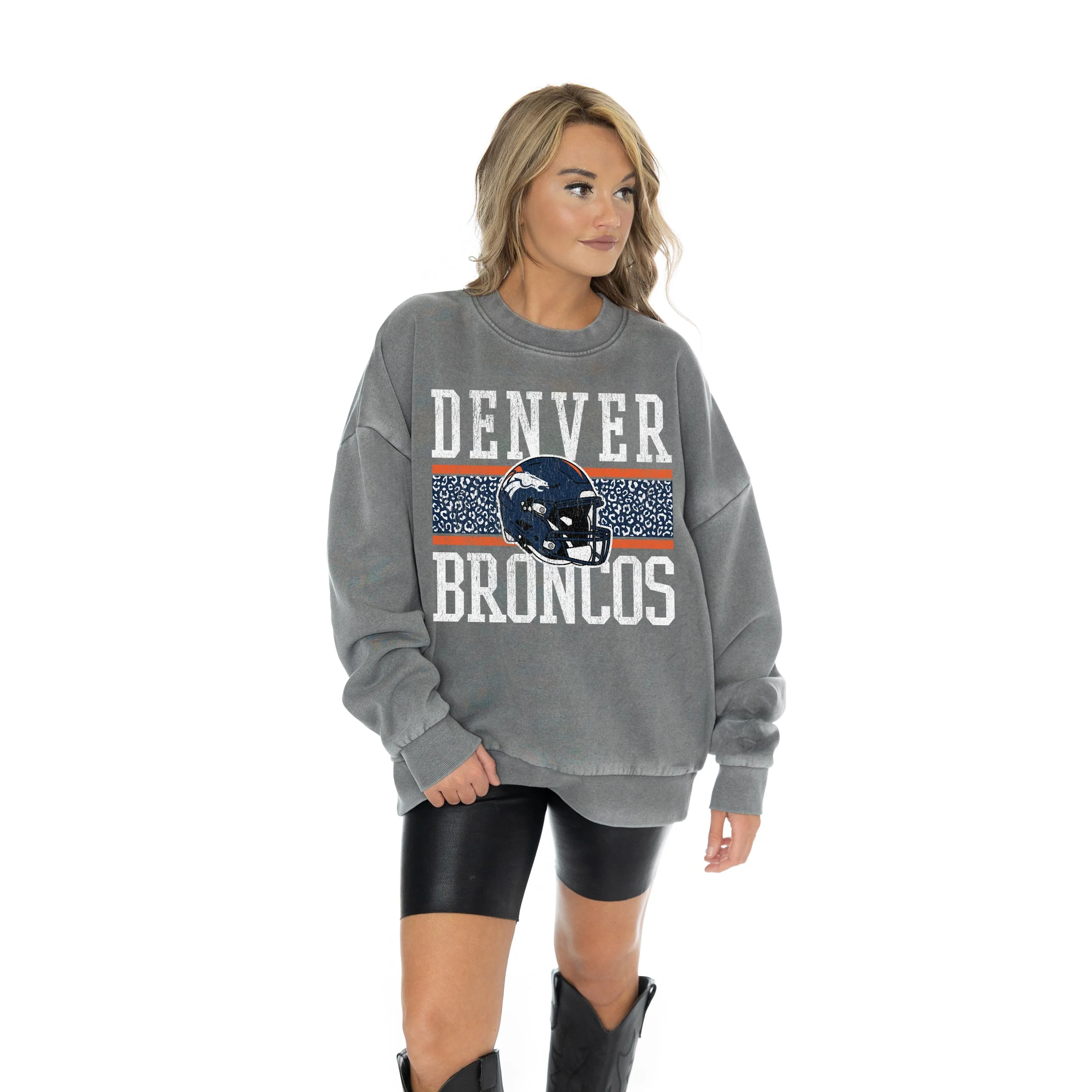 DENVER BRONCOS In The Wild Oversized Crewneck Fleece