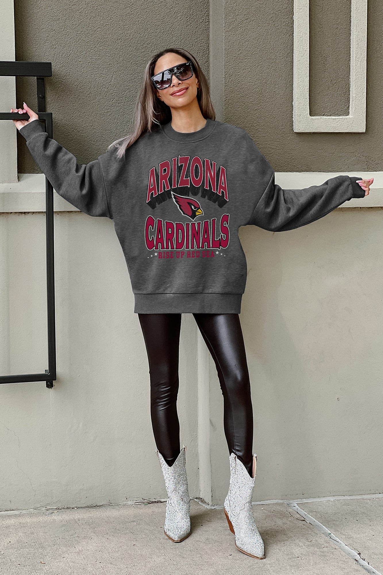 ARIZONA CARDINALS Long Weekend Fleece Crewneck Pullover