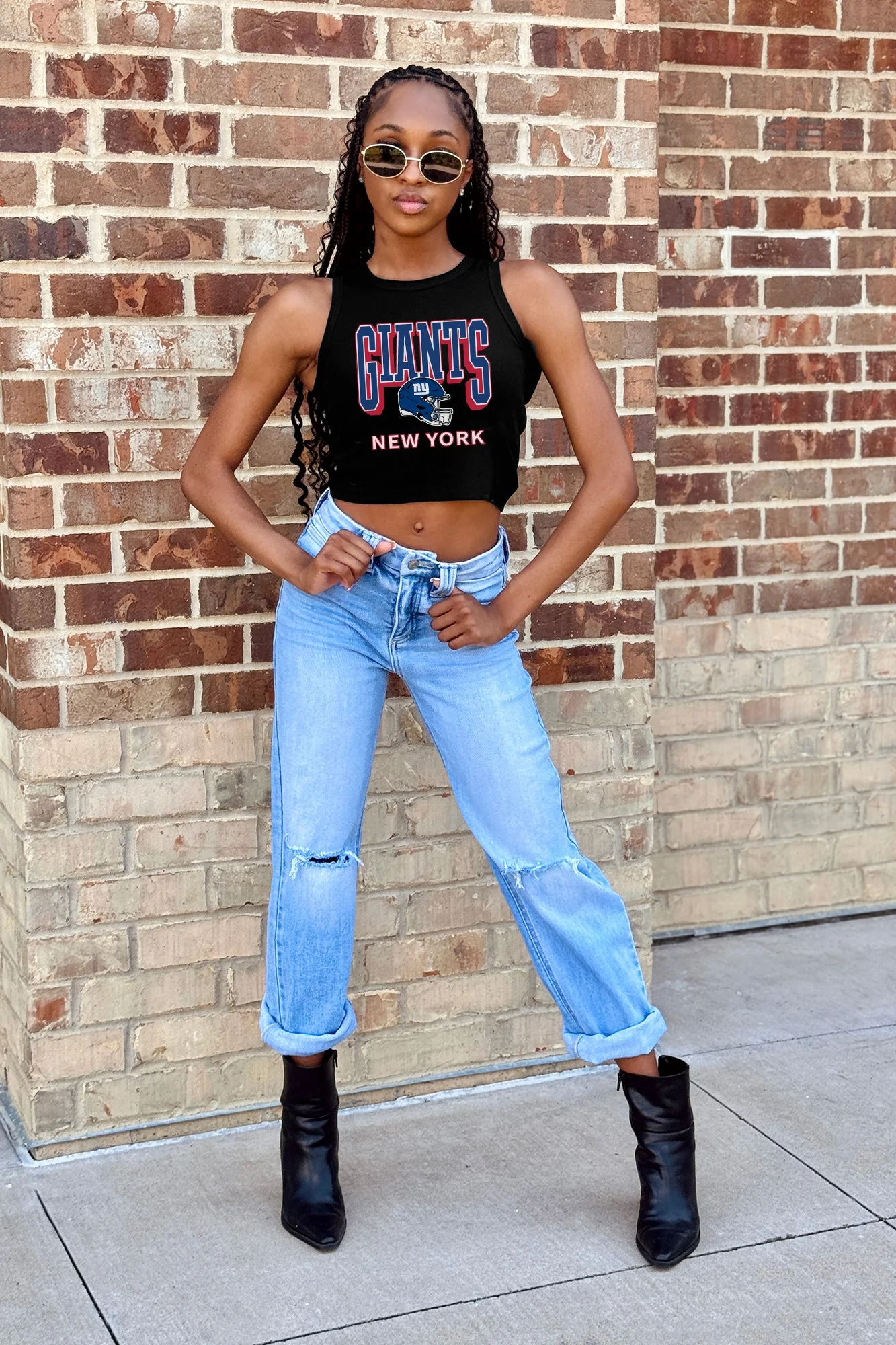 NEW YORK GIANTS PURE VICTORY ESSENTIAL RIBBED CROP TANK