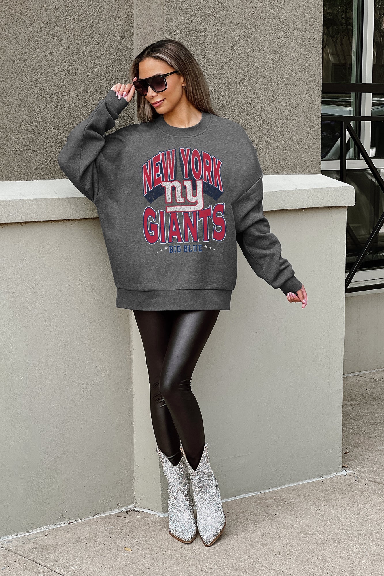 NEW YORK GIANTS Long Weekend Fleece Crewneck Pullover
