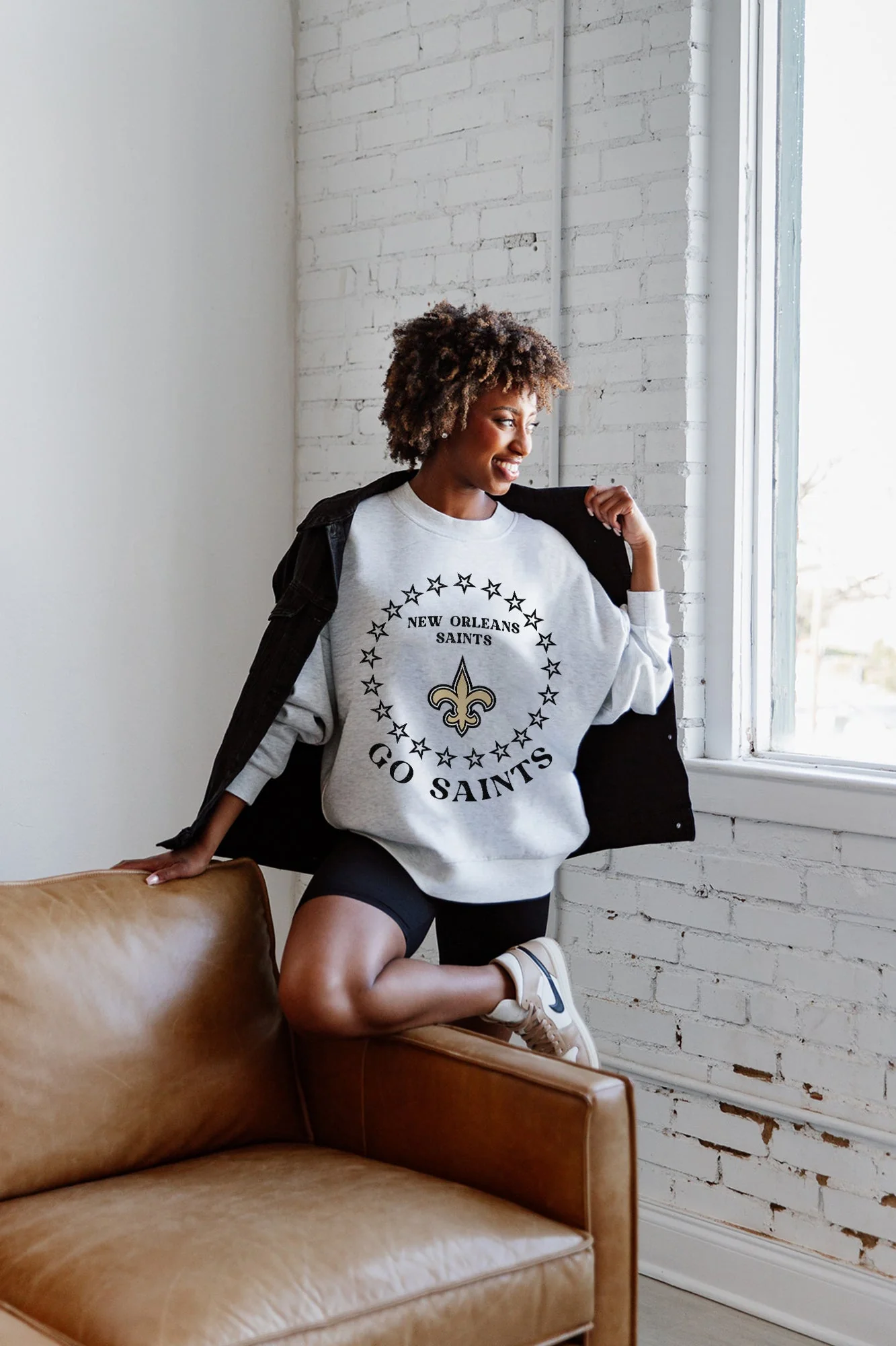 NEW ORLEANS SAINTS Superstar Fleece Crewneck Pullover