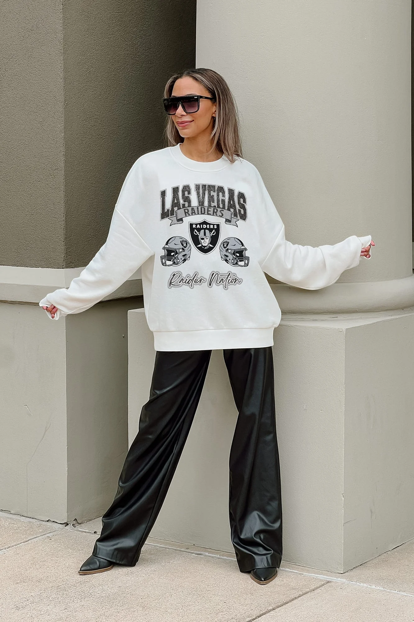 LAS VEGAS RAIDERS Passing Time Fleece Crewneck Pullover