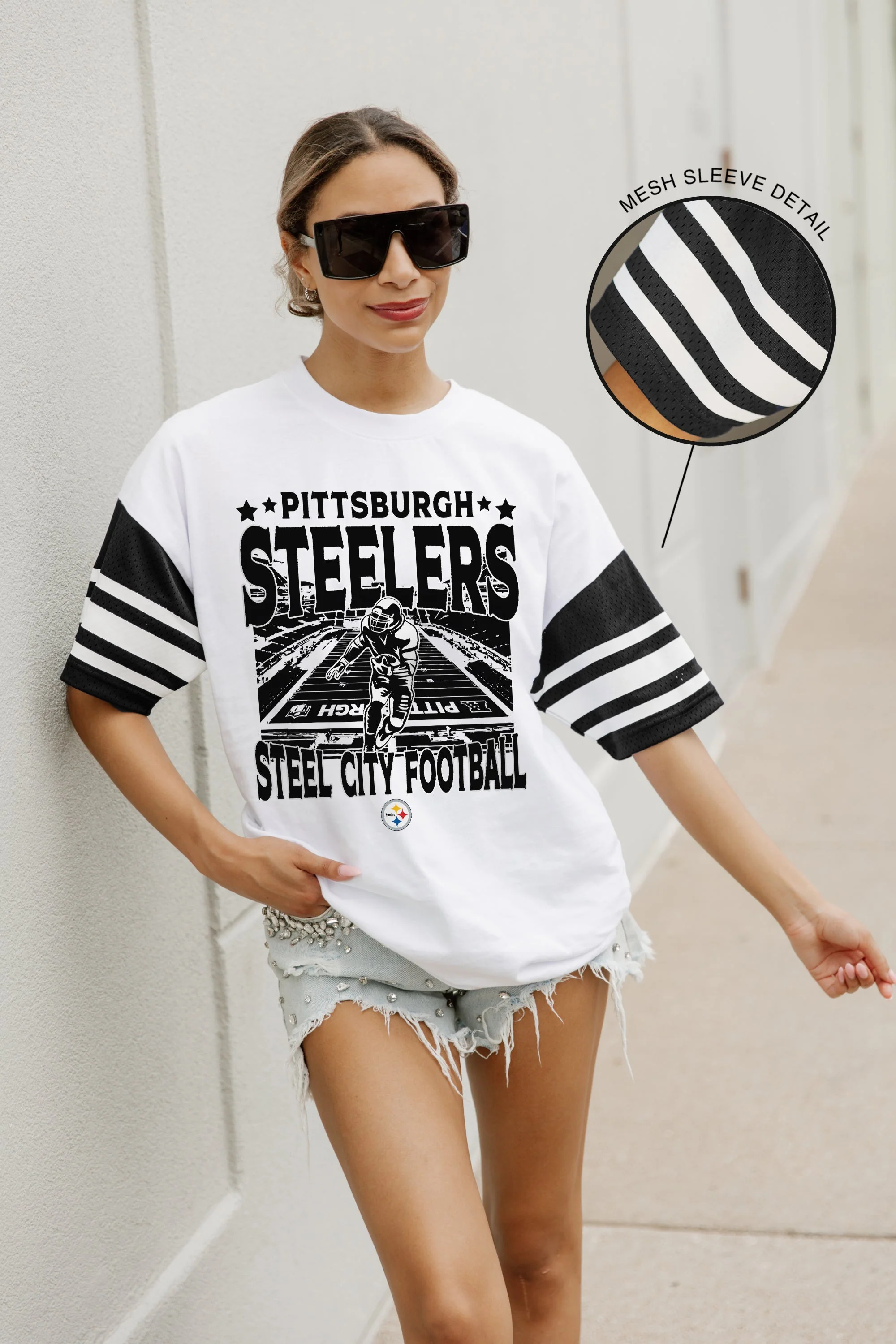 PITTSBURGH STEELERS Crowd Pleaser Vintage Stripe Raglan Tee