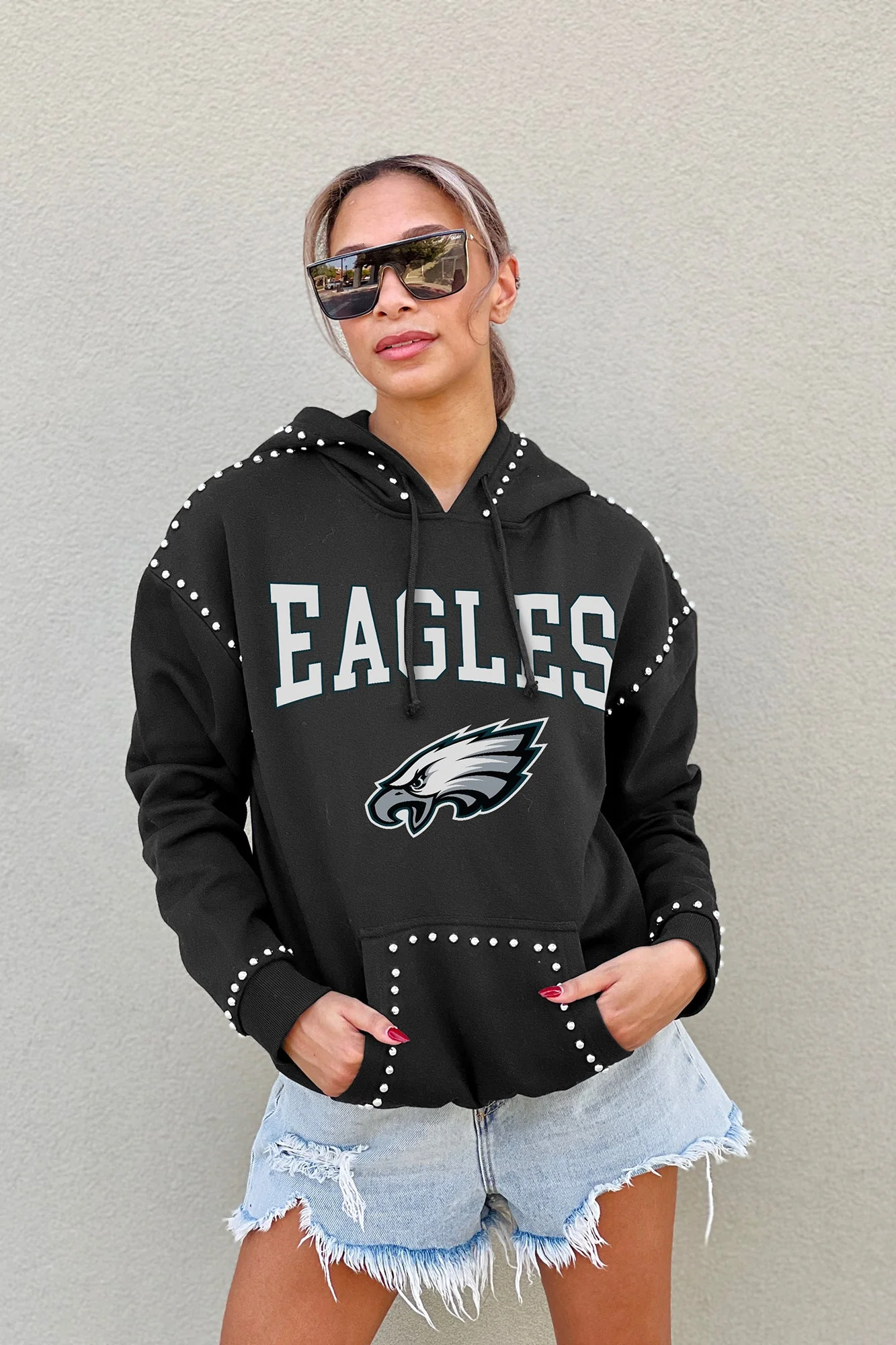 PHILADELPHIA EAGLES Catch The Vibe Studded-Detail Hoodie