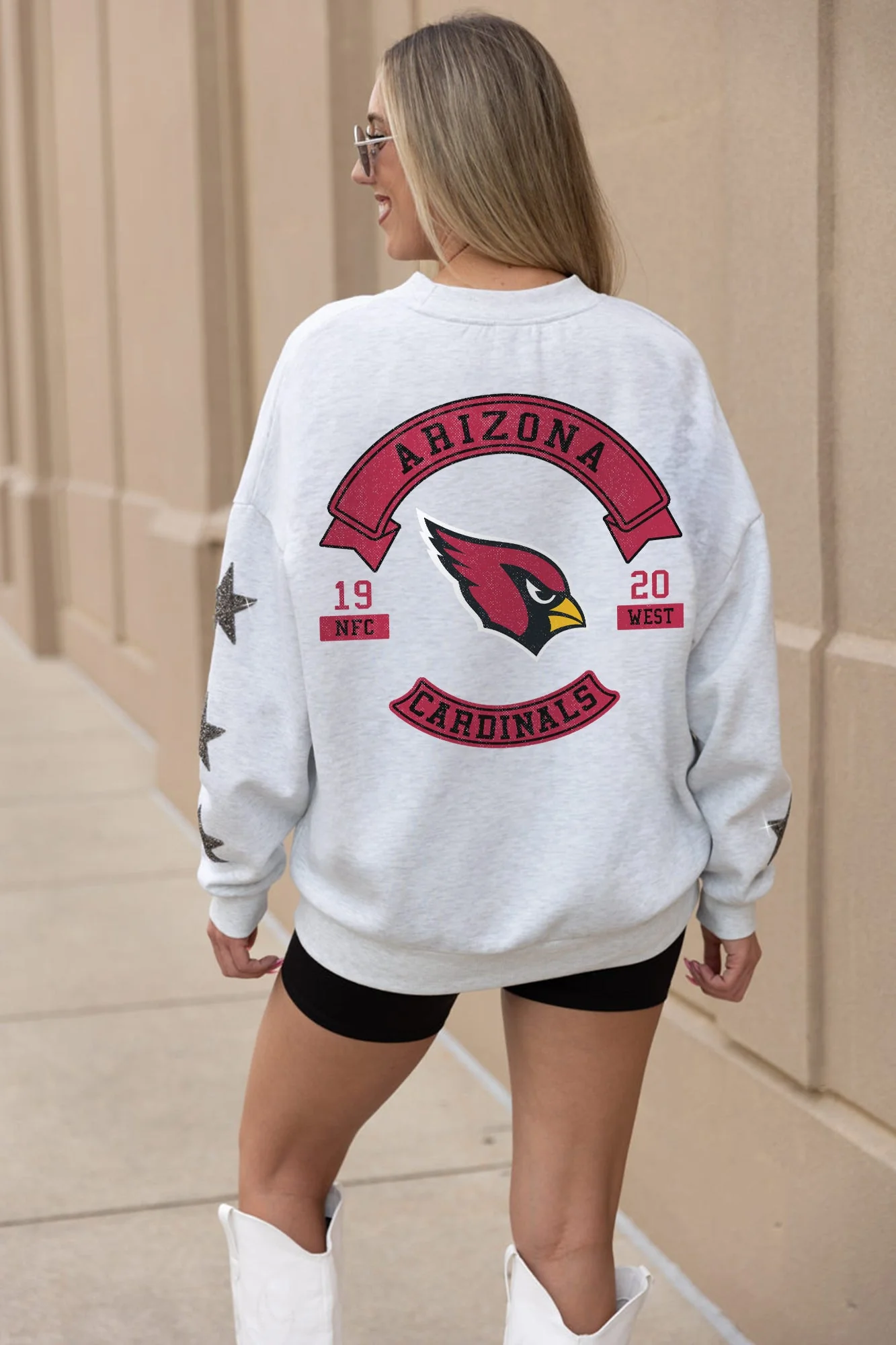 ARIZONA CARDINALS Ready For It Star-Sleeve Crewneck Pullover