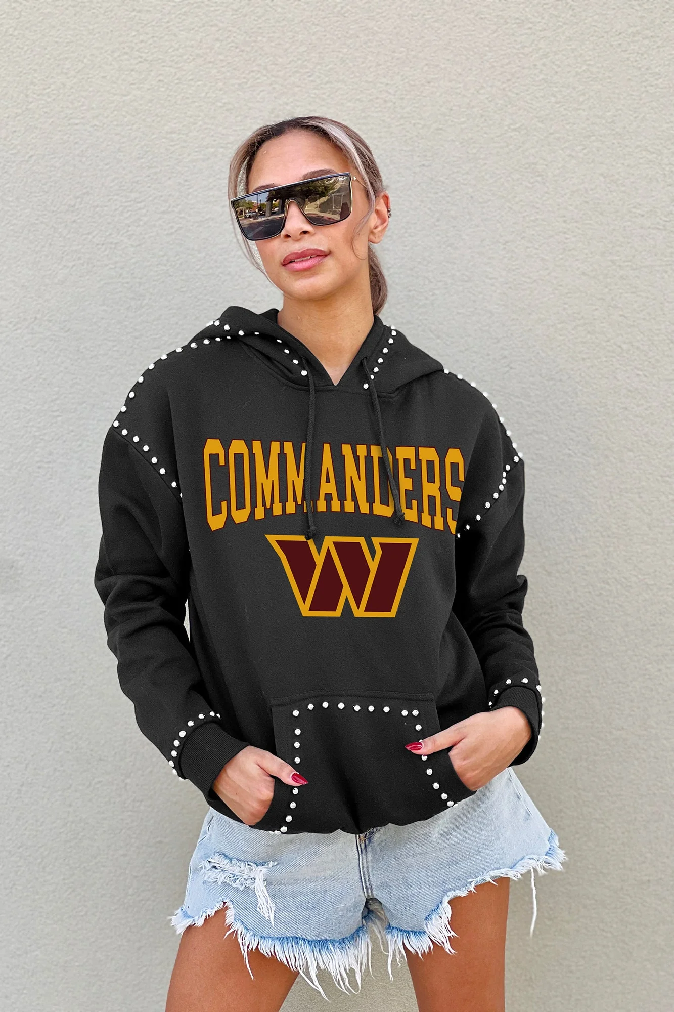 WASHINGTON COMMANDERS Catch The Vibe Studded-Detail Hoodie