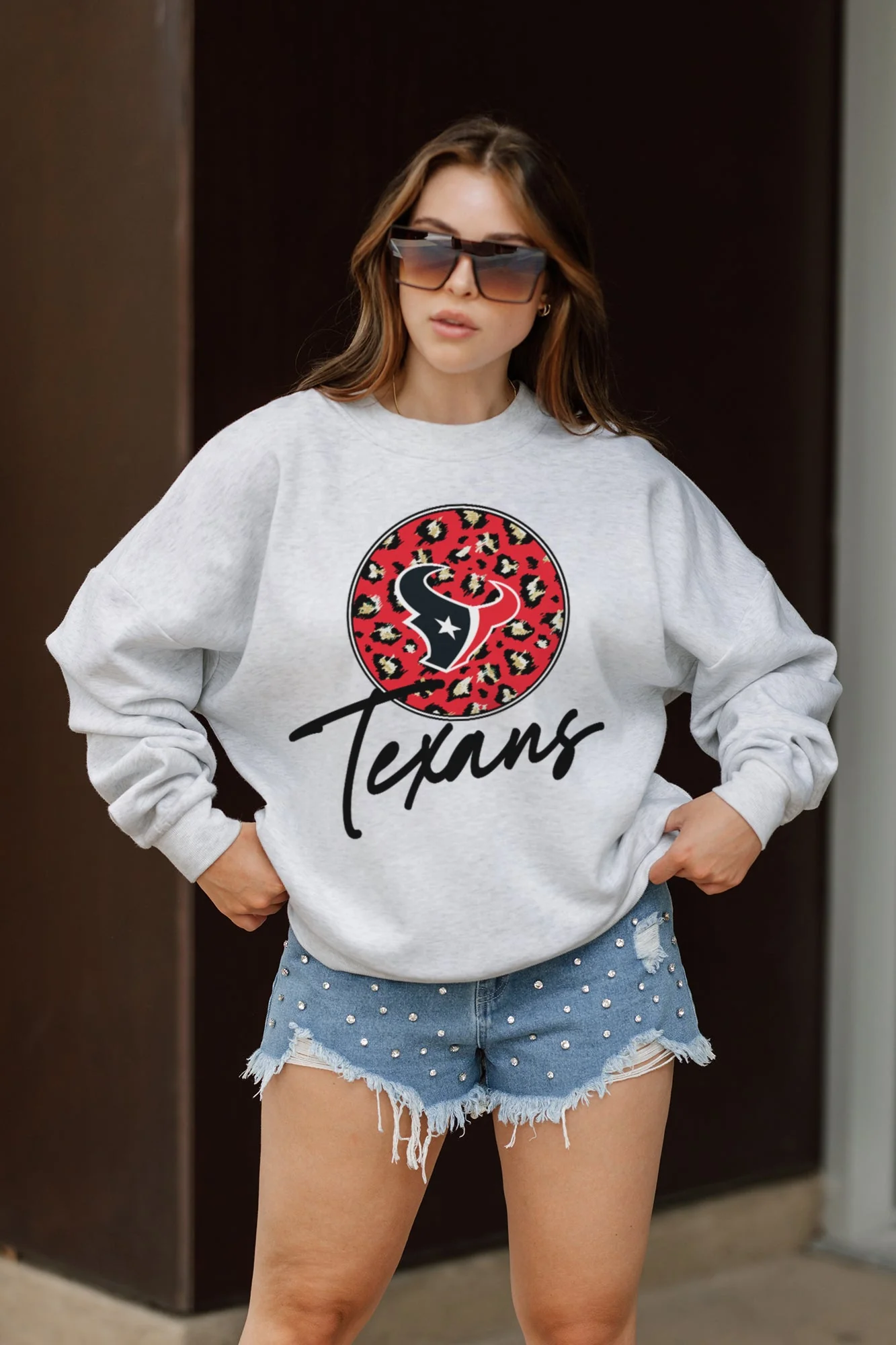 HOUSTON TEXANS Going Wild Fleece Drop-Shoulder Pullover
