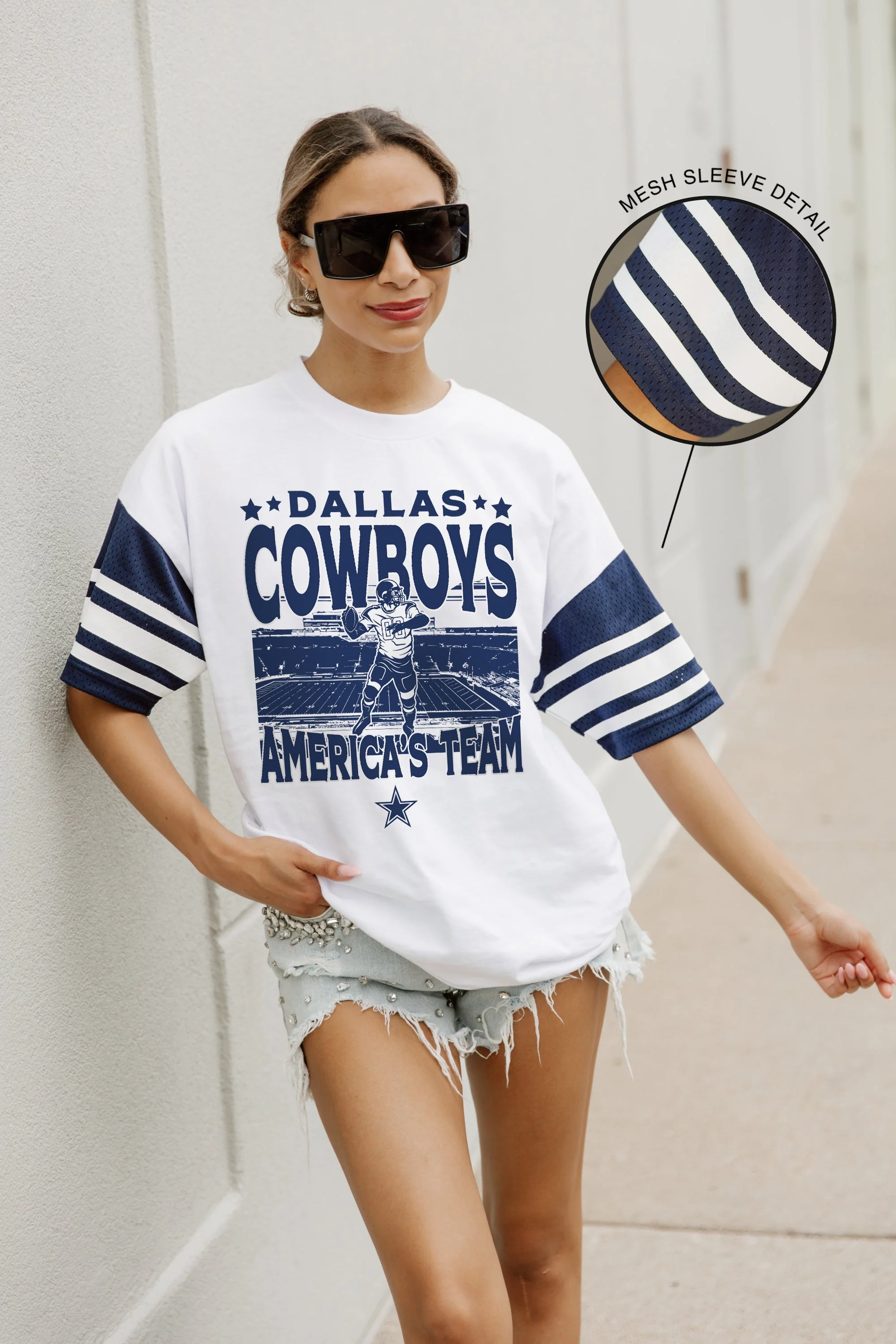 DALLAS COWBOYS Crowd Pleaser Vintage Stripe Raglan Tee