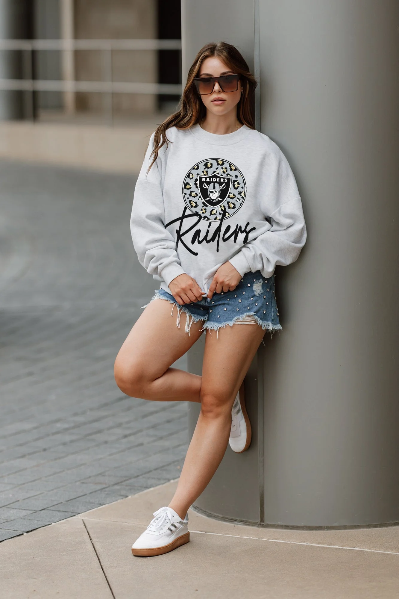 LAS VEGAS RAIDERS Going Wild Fleece Drop-Shoulder Pullover