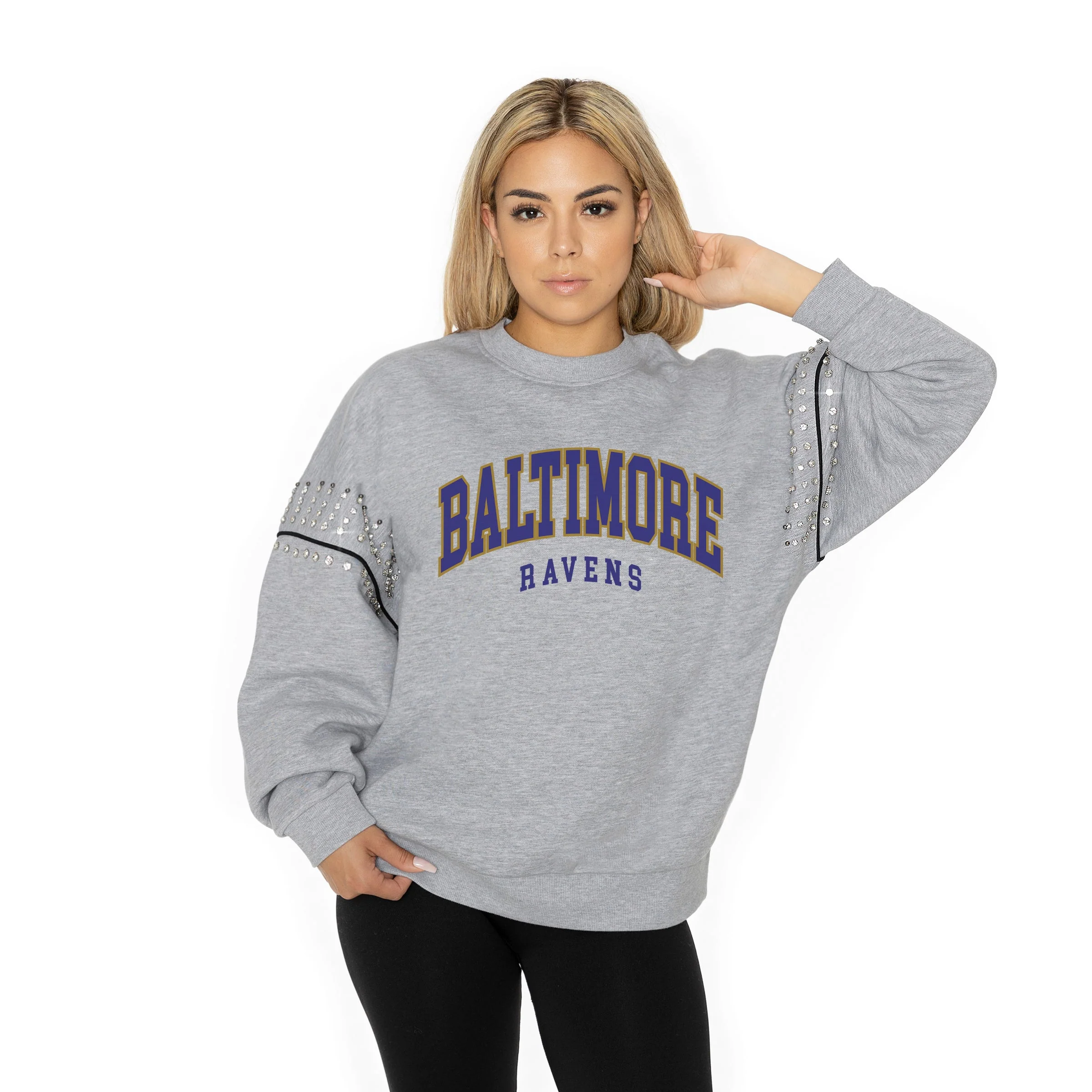 BALTIMORE RAVENS Competitive Edge Jewel-Trim Pullover